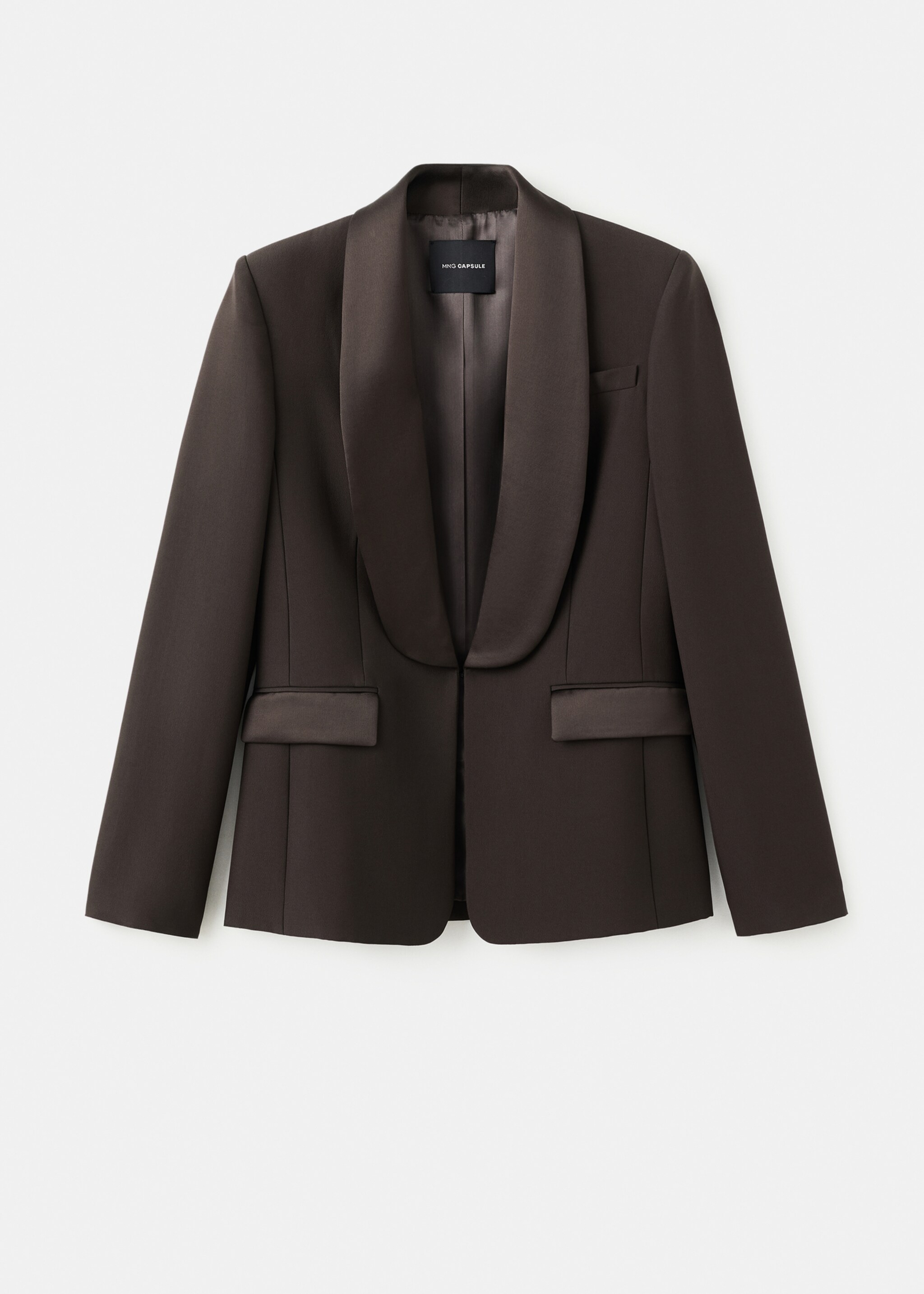 Blazer met satijnen revers - Artikel zonder model, Bruin. Ref: 27071287-00.