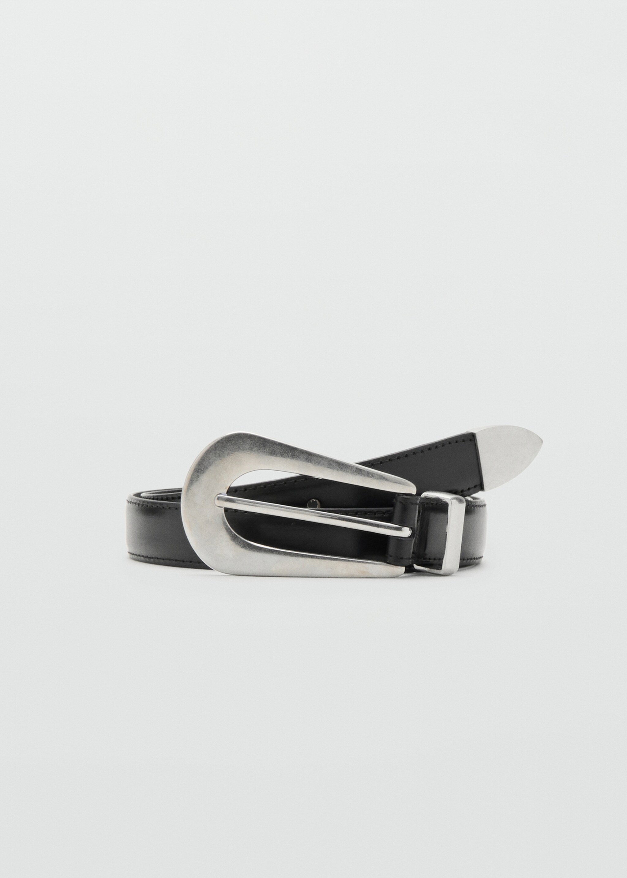Leather belt with oval buckle - Article without model, Black. Ref: 27071290-00.