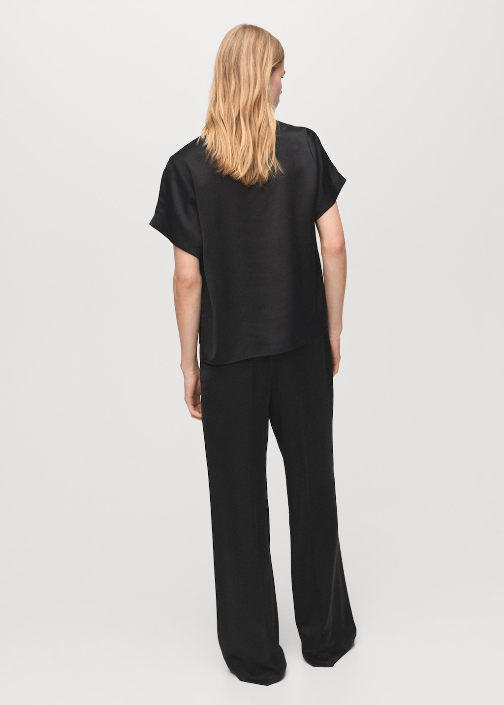 Satin straight-fit pants