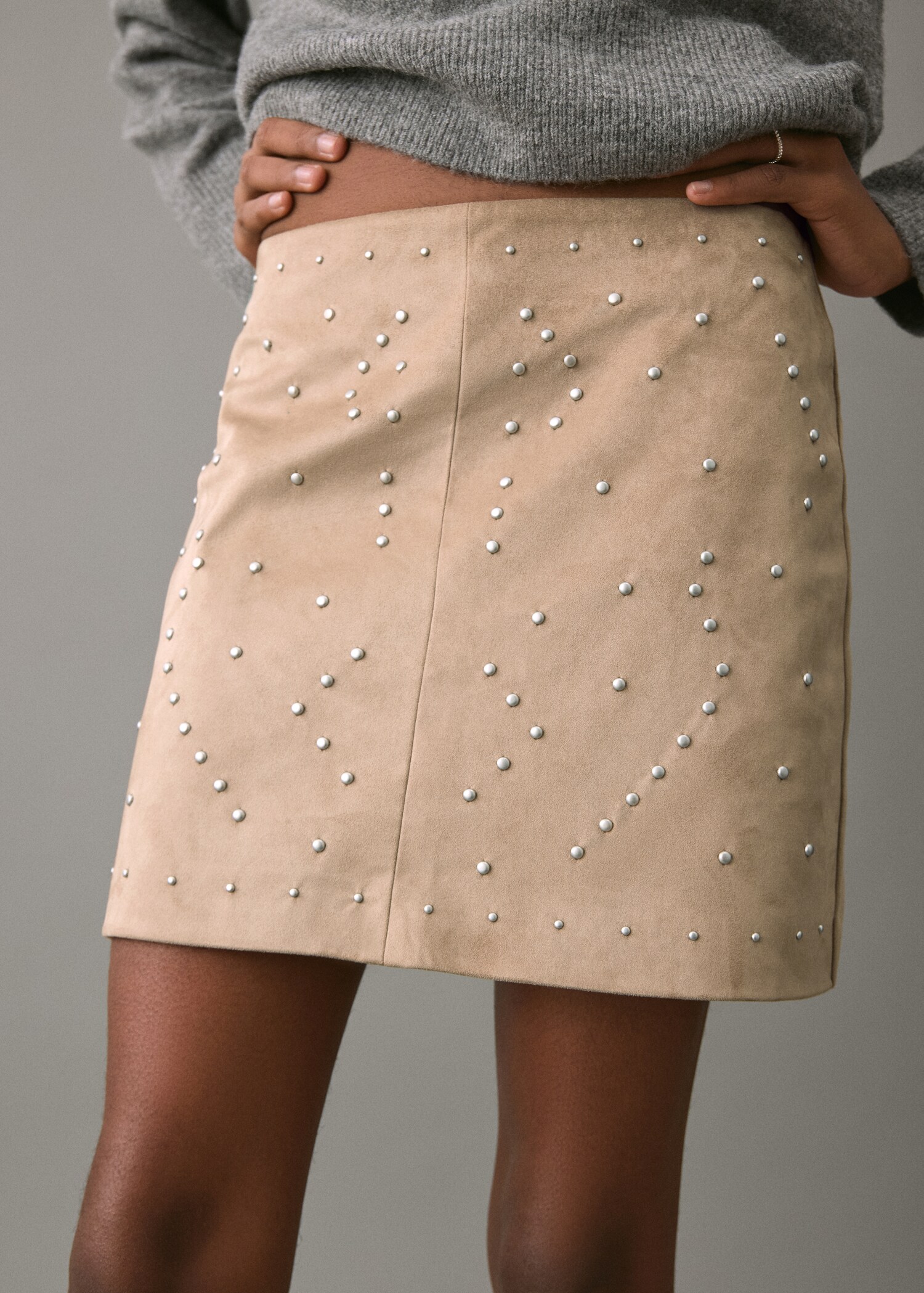 Studded suede short skirt - Medium plane