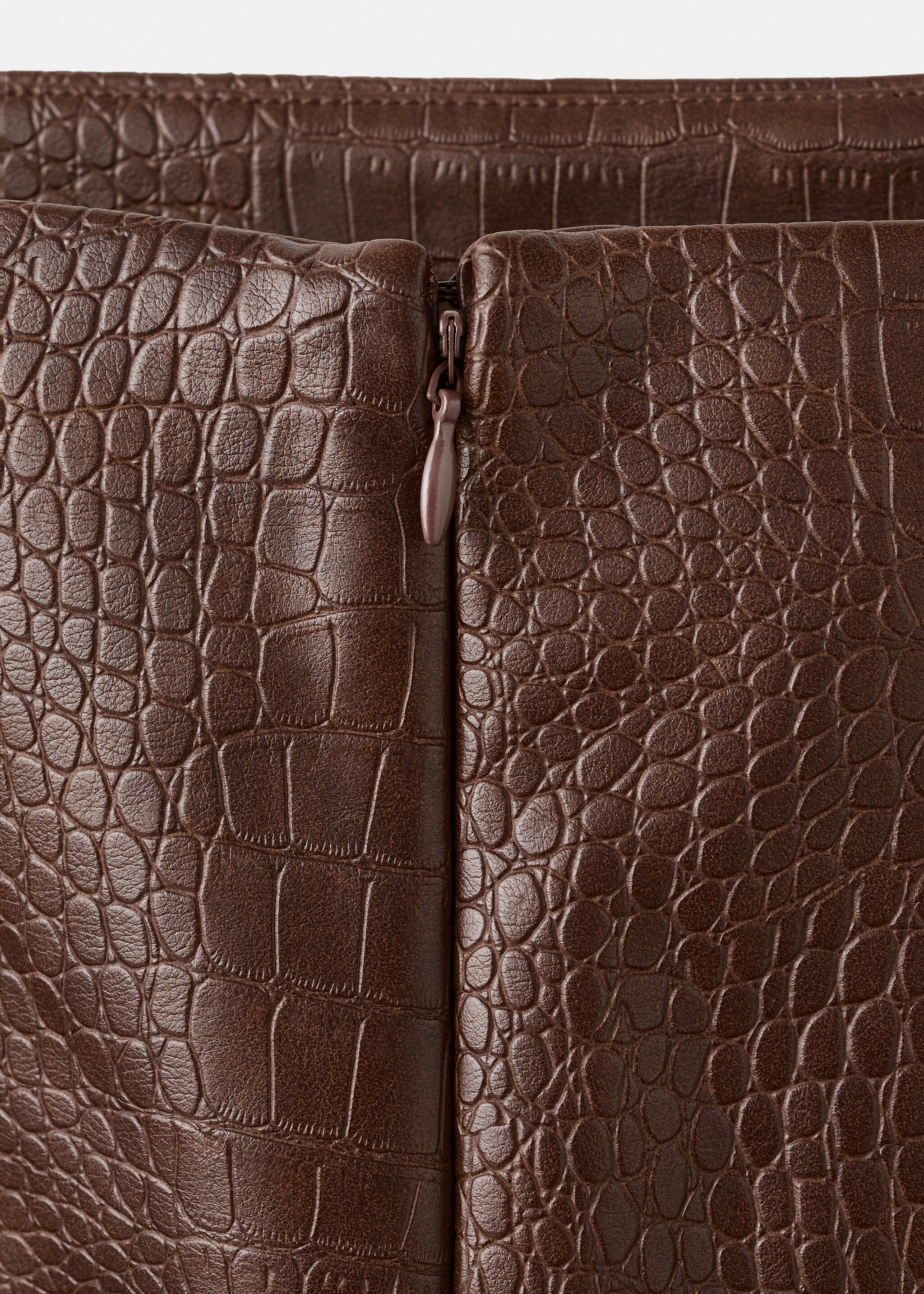 Jupe midi cuir synthétique croco - Détail de l'article 0, Marron. Ref: 27071296-00.