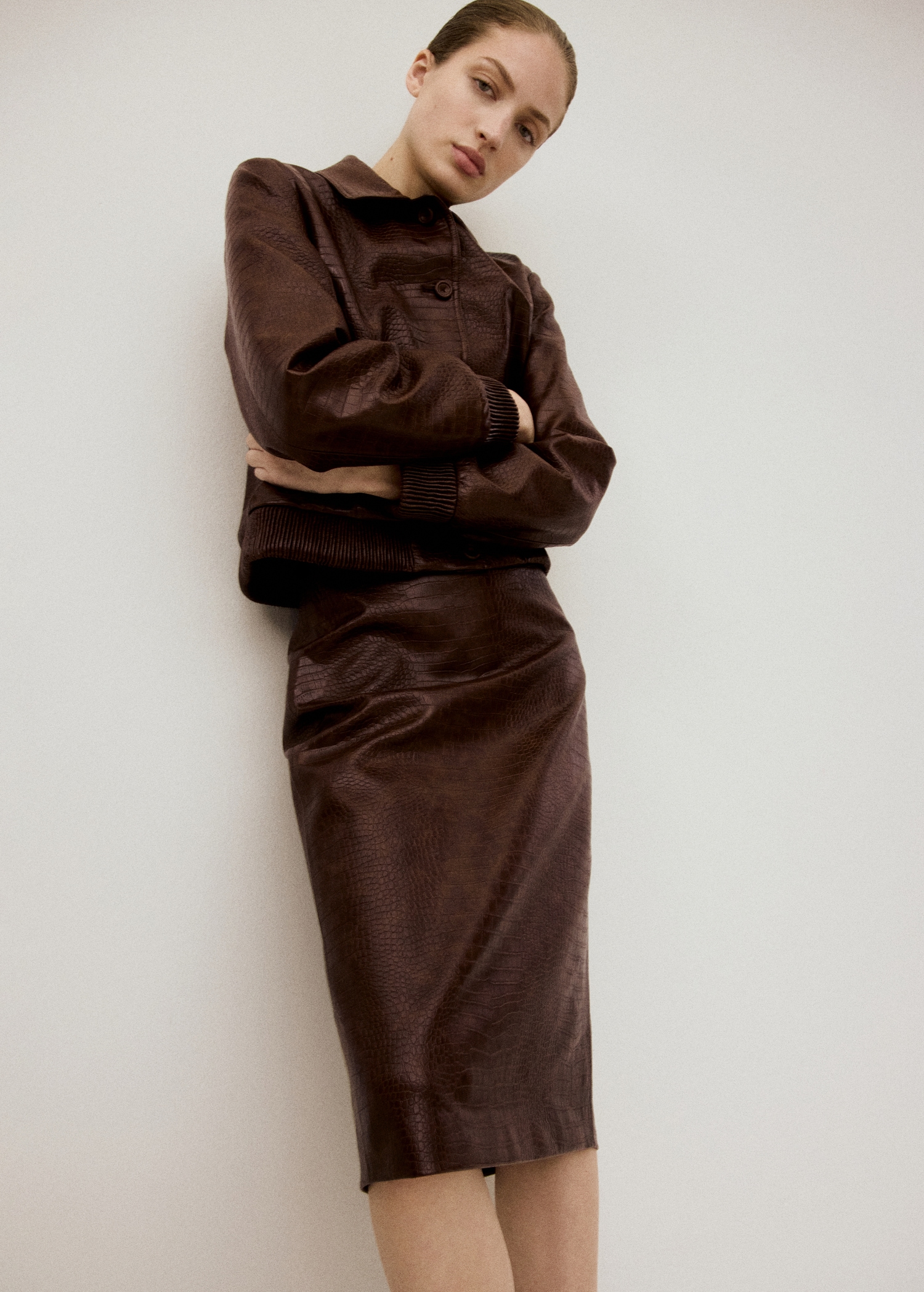 Jupe midi cuir synthétique croco - Détail de l'article 2