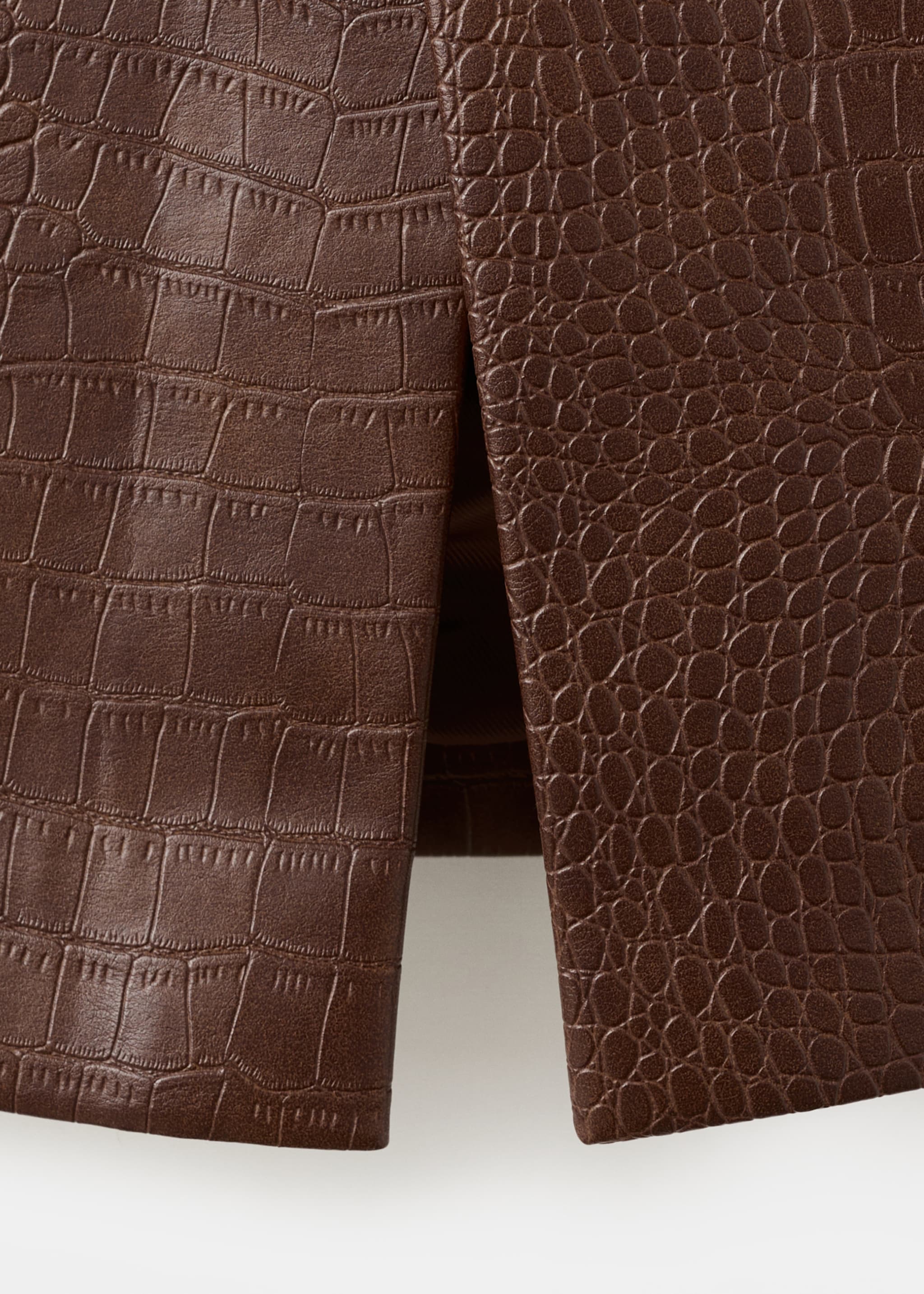Jupe midi cuir synthétique croco - Détail de l'article 8, Marron. Ref: 27071296-00.