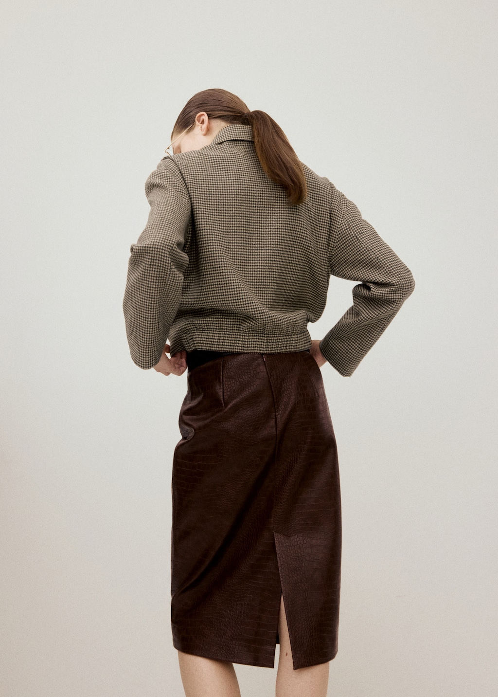 Mango Croc-effect midi-skirt