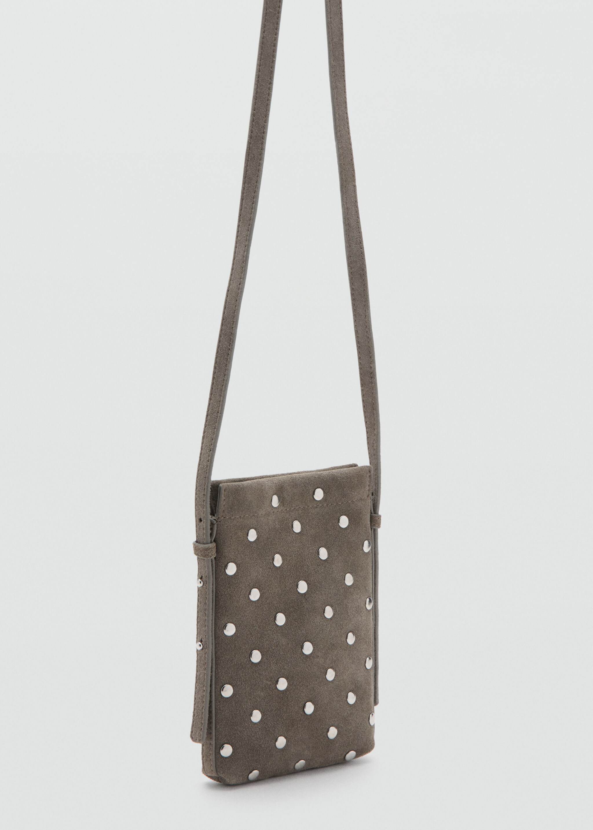 Suede studded mobile case - Medium plane, Light/Pastel Brown. Ref: 27071299-00.