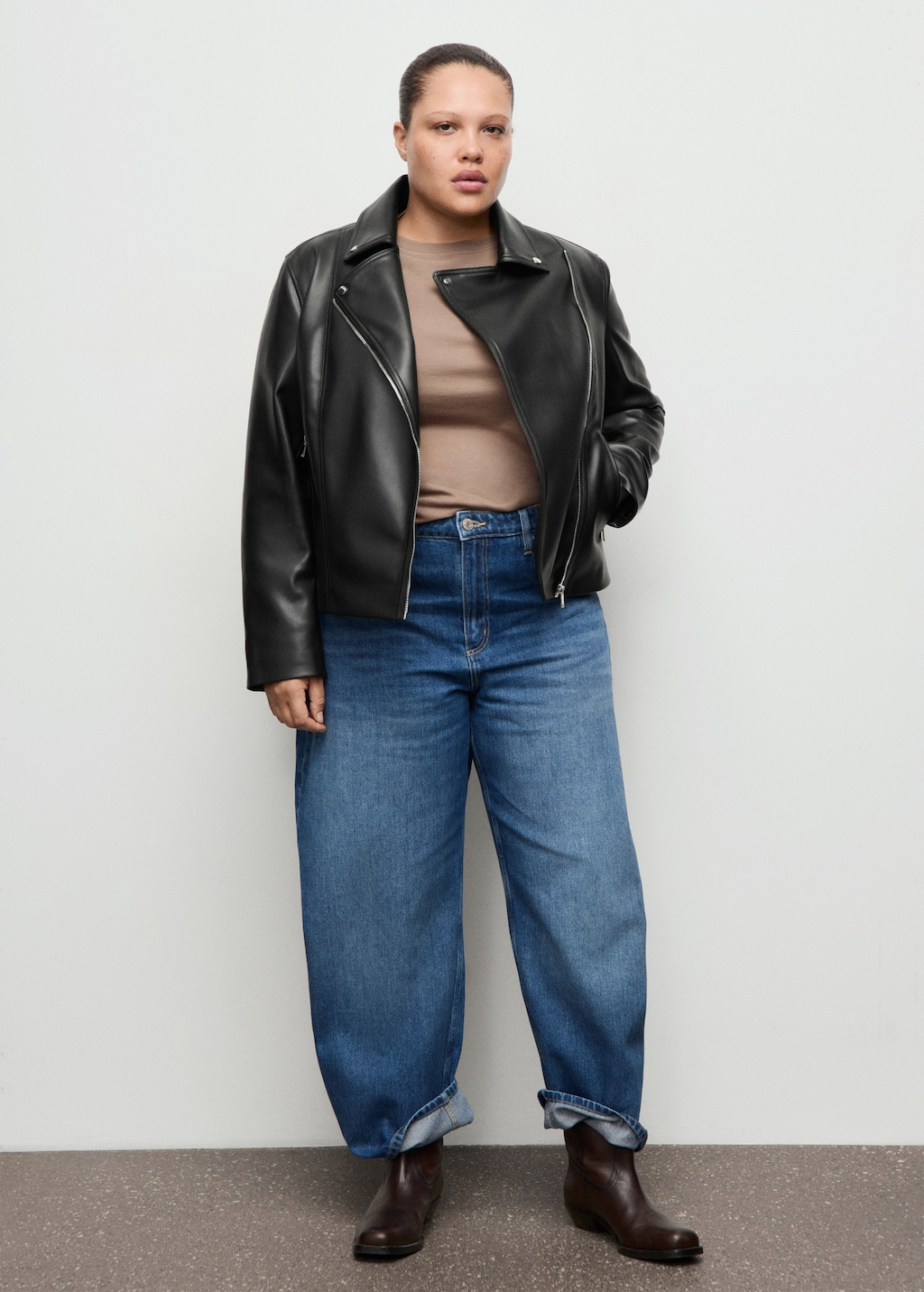 Faux-leather biker jacket