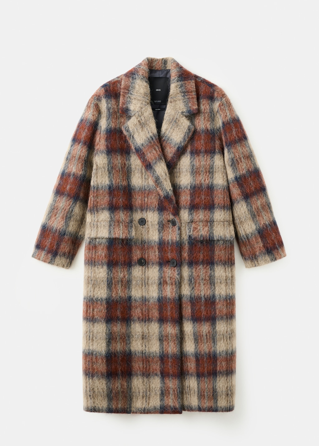 Wool-blend check coat - Women | MANGO USA