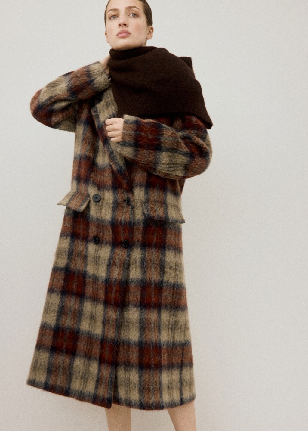 Mango Wool-blend check coat