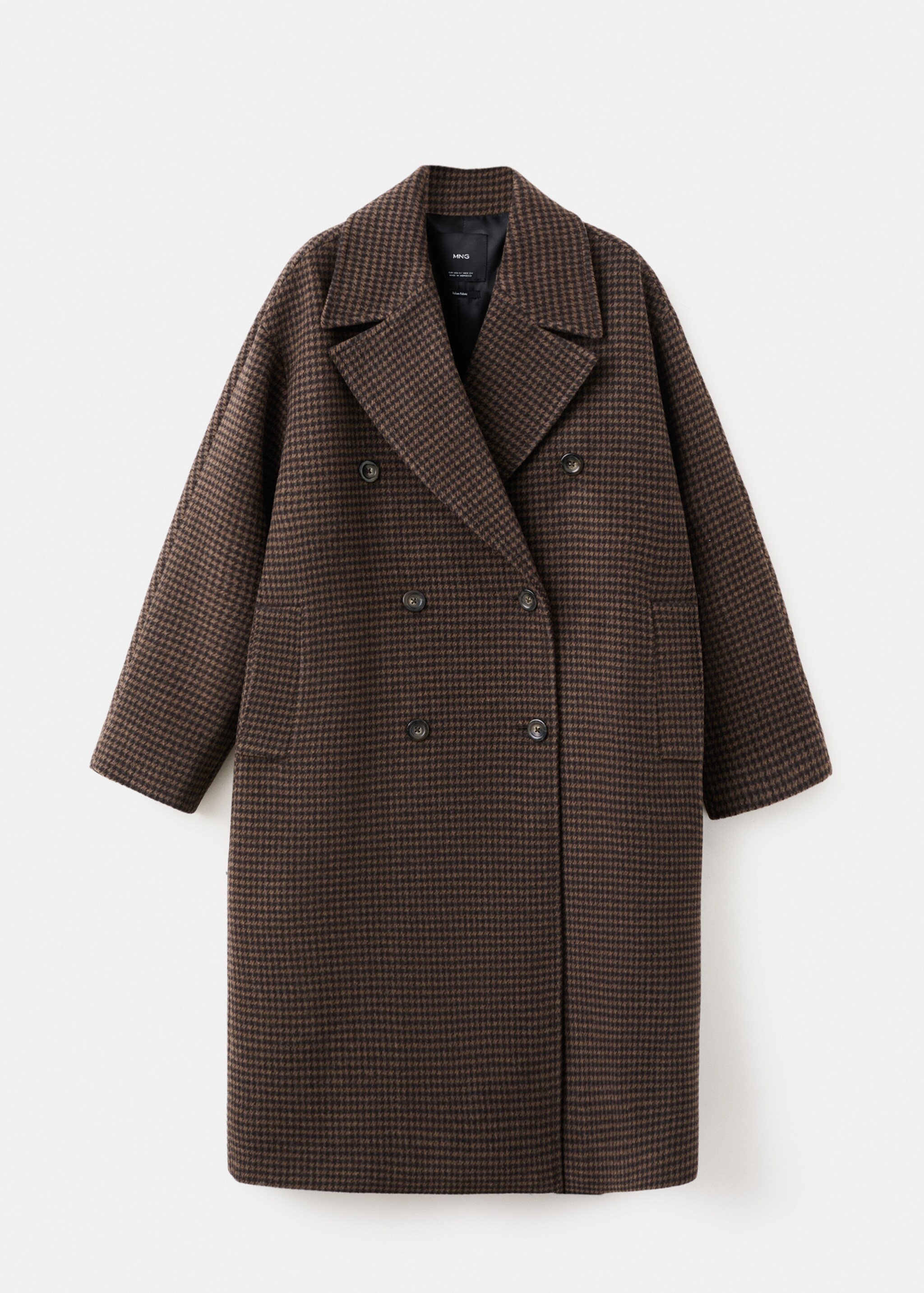 Wool-blend micro-houndstooth coat - Article without model, Brown. Ref: 27071316-00.