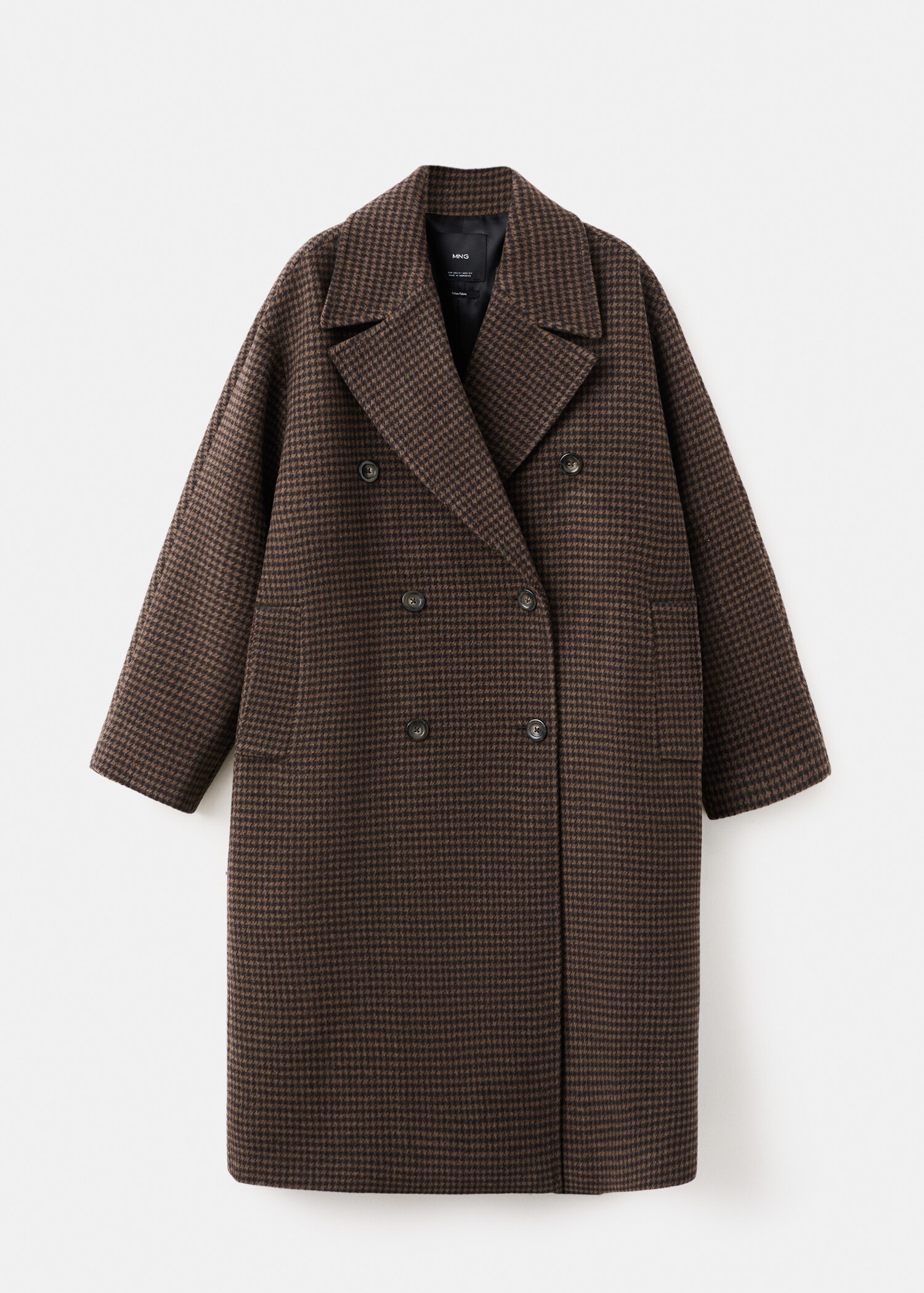 Wool-blend micro-houndstooth coat - Article without model