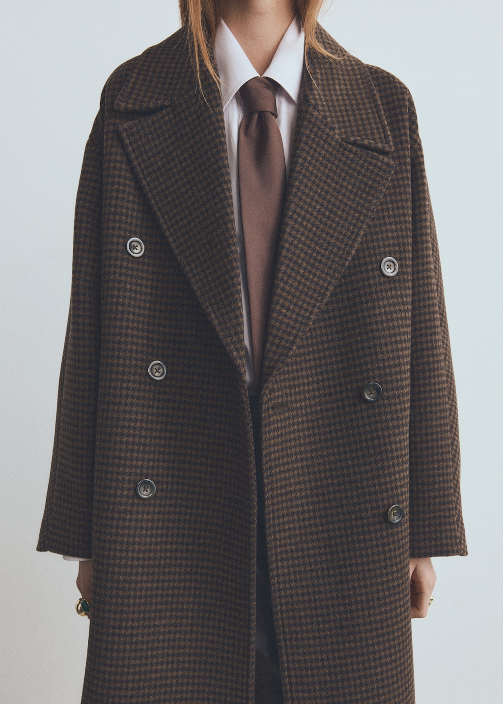 Mango Wool-blend micro-houndstooth coat