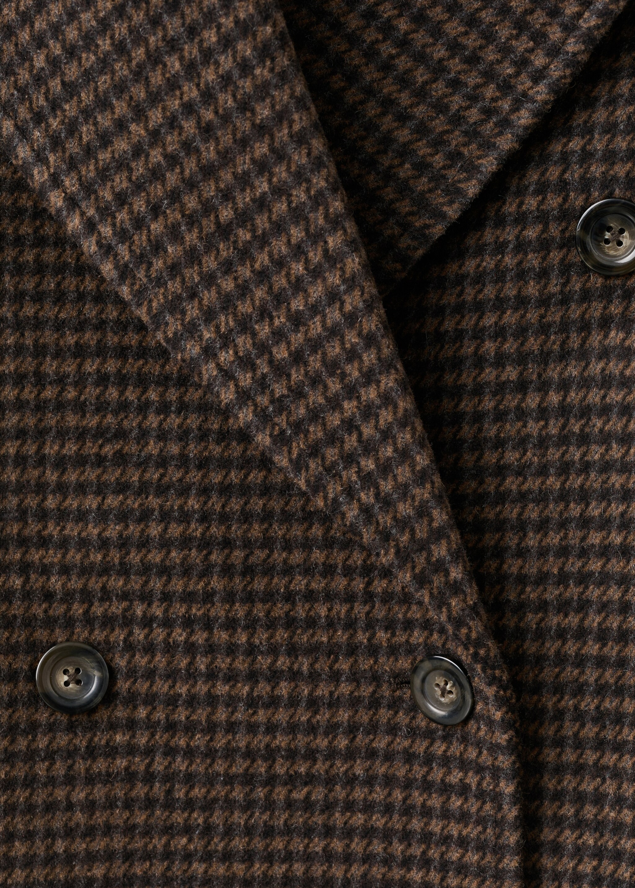 Wool-blend micro-houndstooth coat - Details of the article 8, Brown. Ref: 27071316-00.