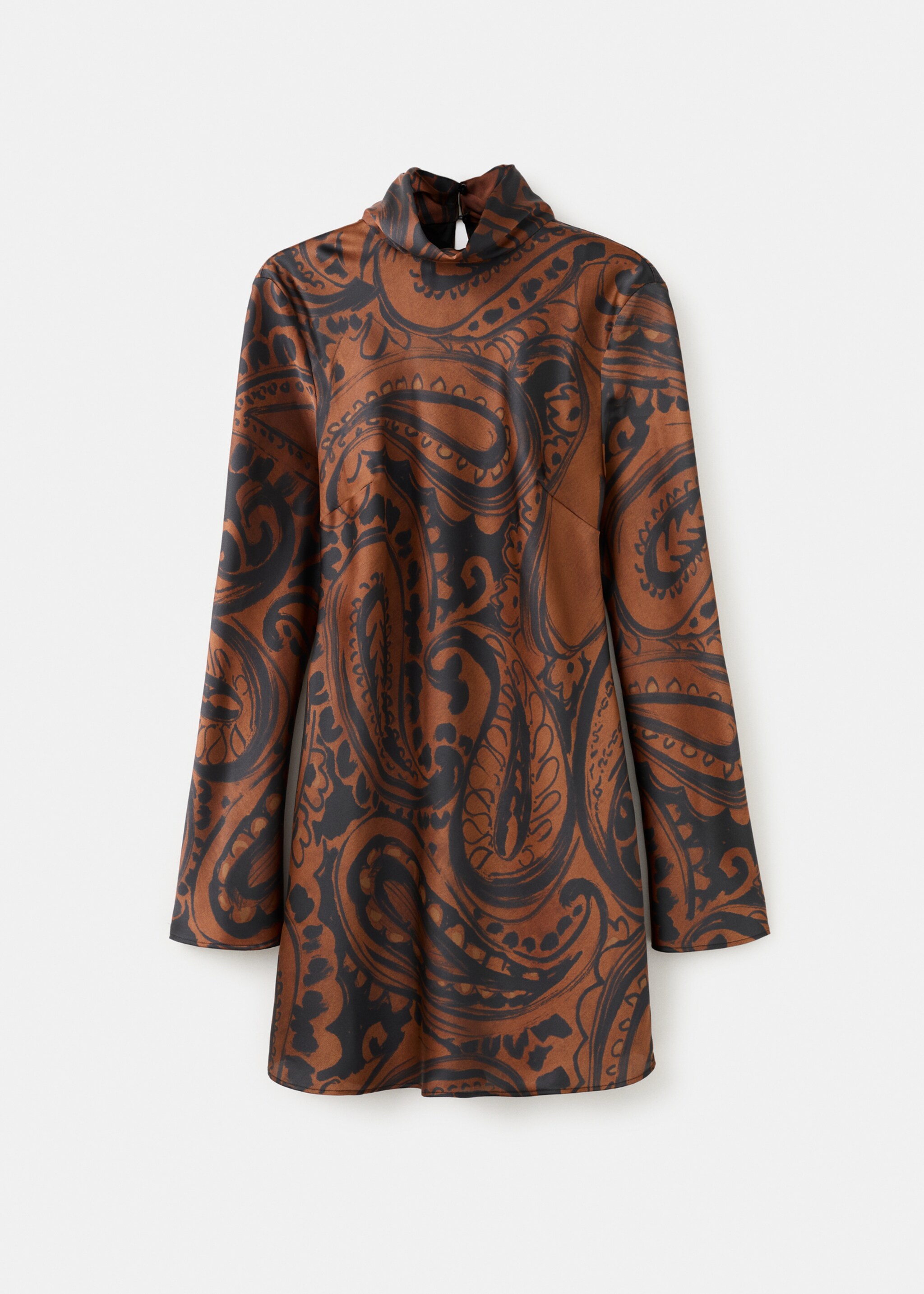 Paisley-print satin dress - Article without model, Burnt Orange. Ref: 27071319-00.