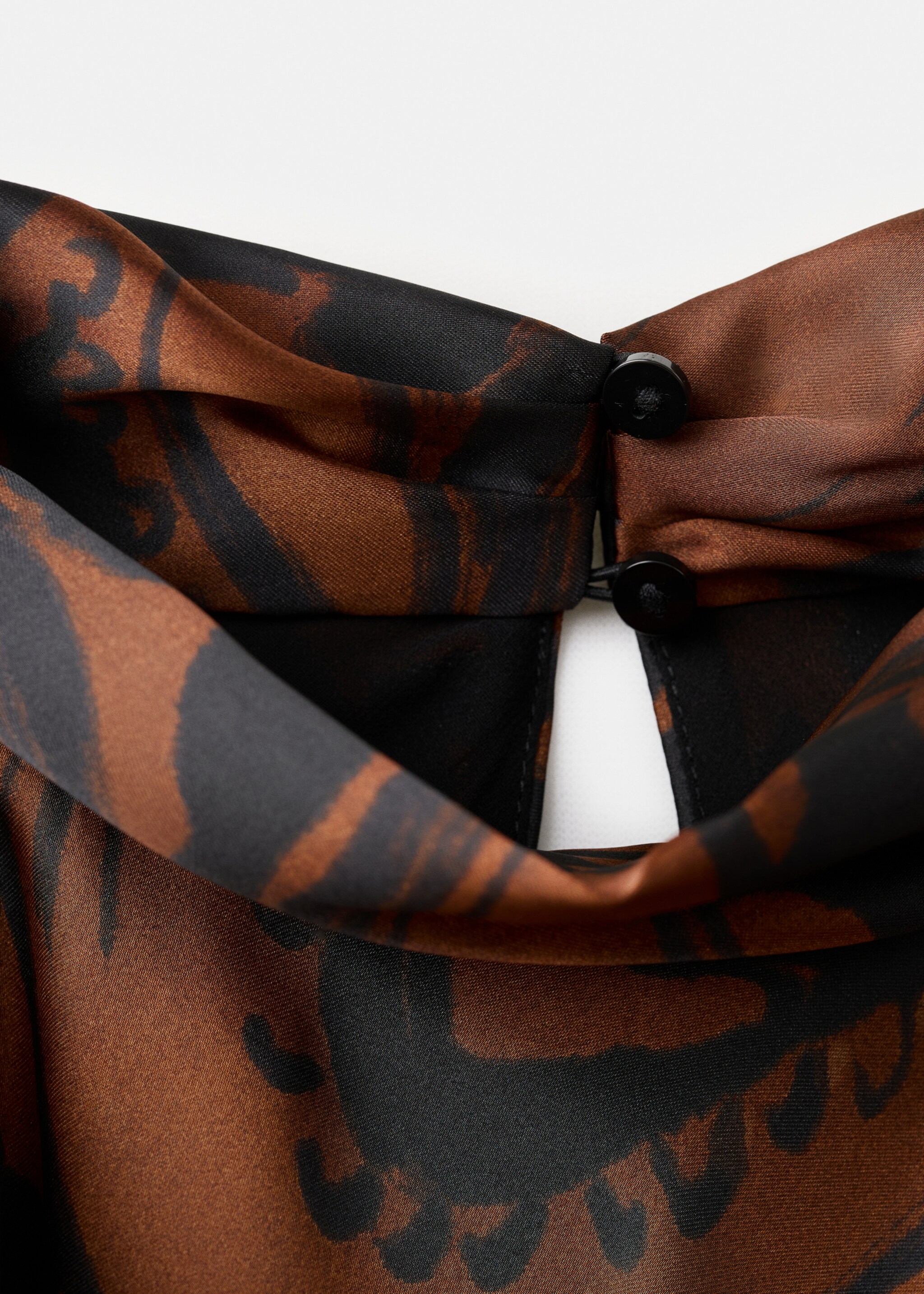 Paisley-print satin dress - Details of the article 0, Burnt Orange. Ref: 27071319-00.