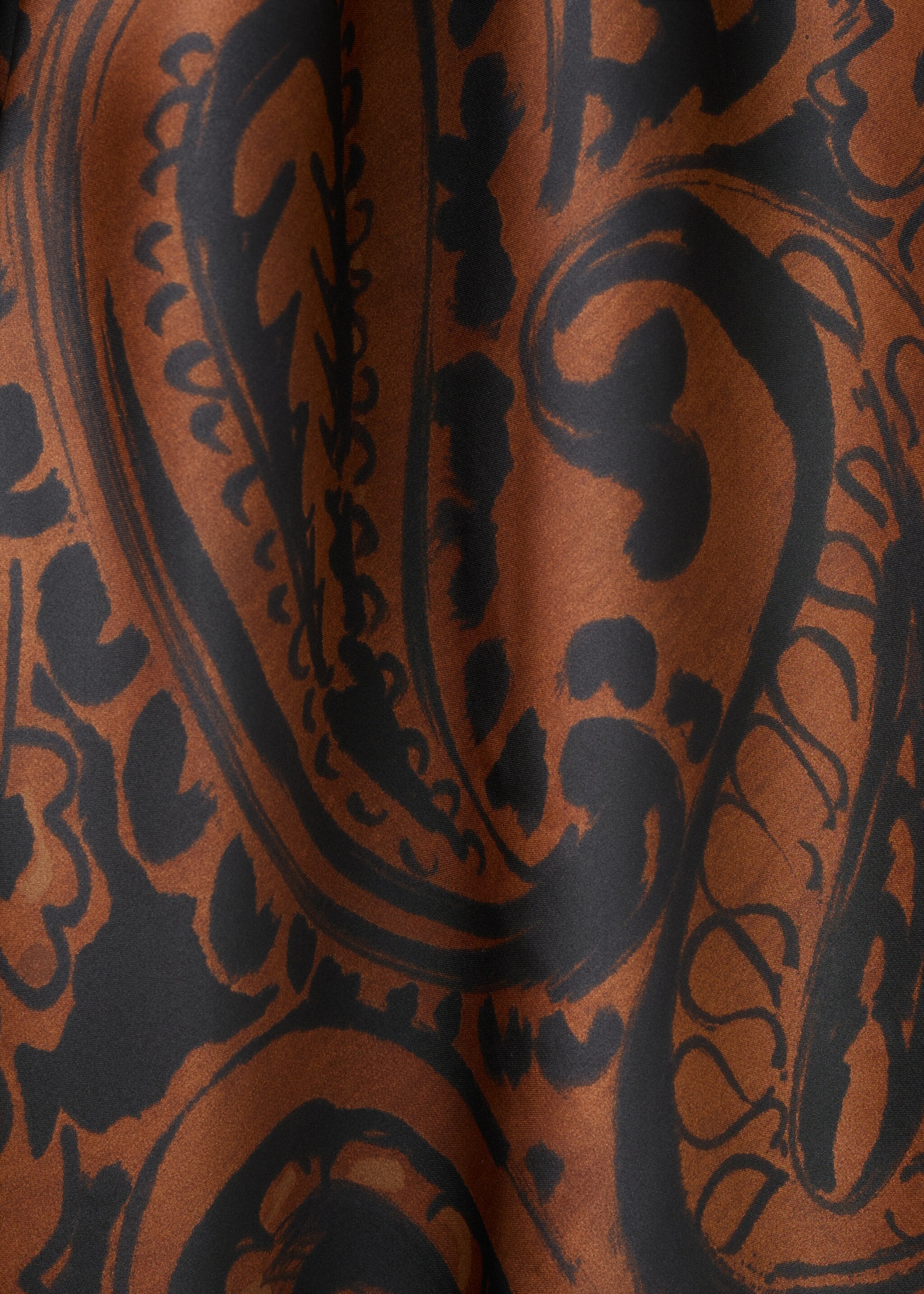 Paisley-print satin dress - Details of the article 8, Burnt Orange. Ref: 27071319-00.