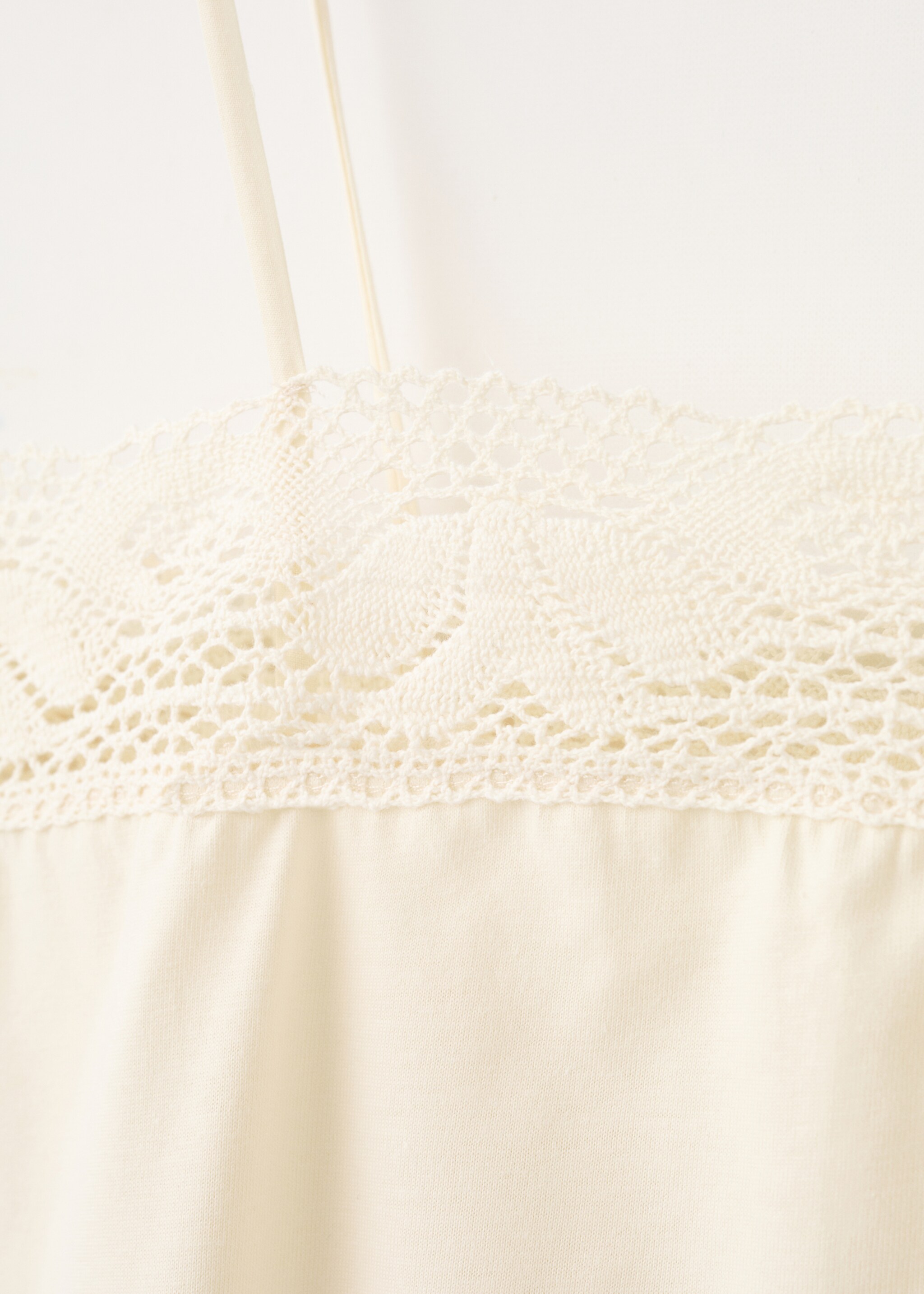 코튼 레이스 나이트가운 - 상품 내역: 0, 파스텔 옐로우. Ref: 27071321-00.