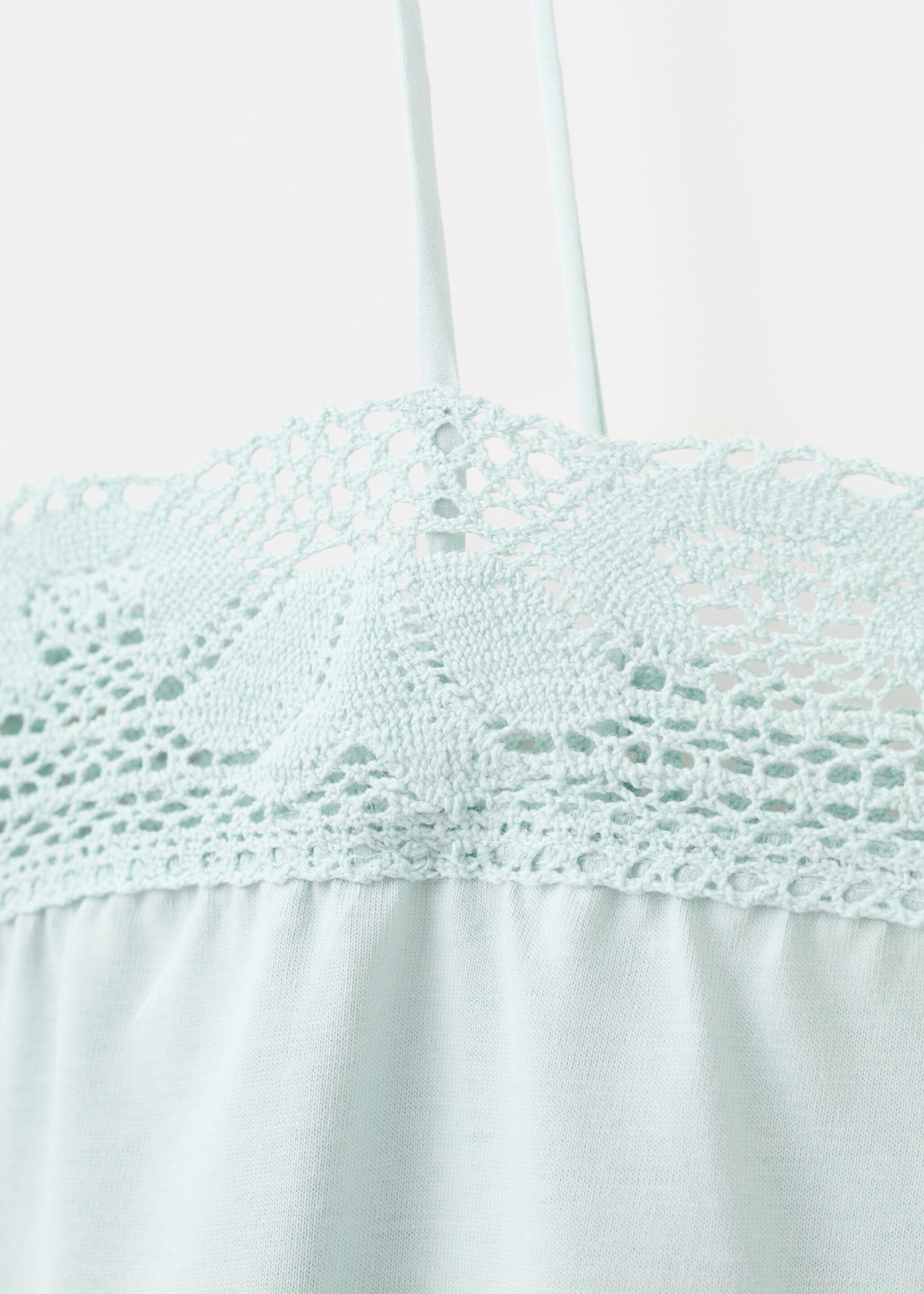 Cotton lace nightgown - Details of the article 0, Mint Green. Ref: 27071321-00.