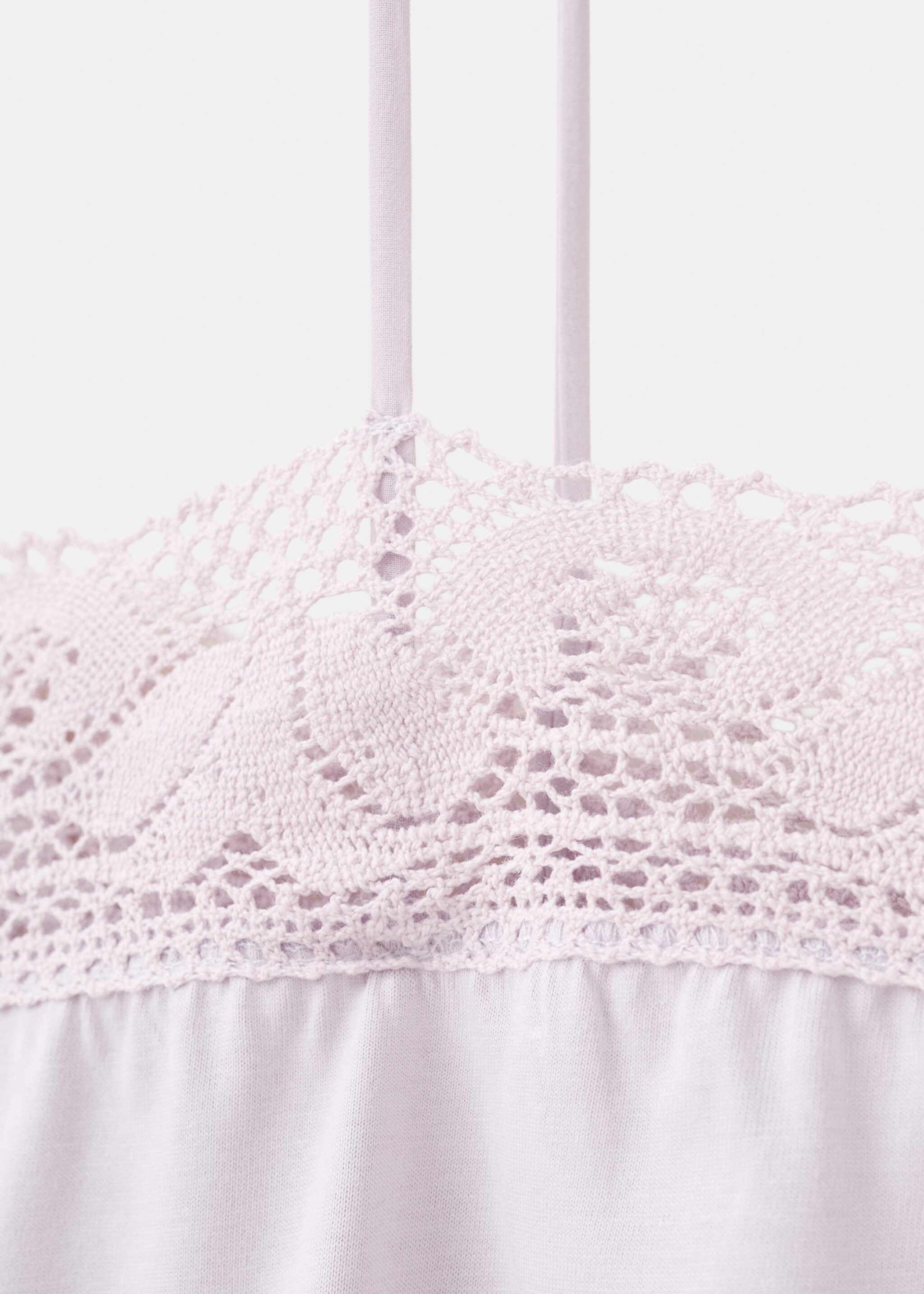 Cotton lace nightgown - Details of the article 0, Lilac. Ref: 27071321-00.