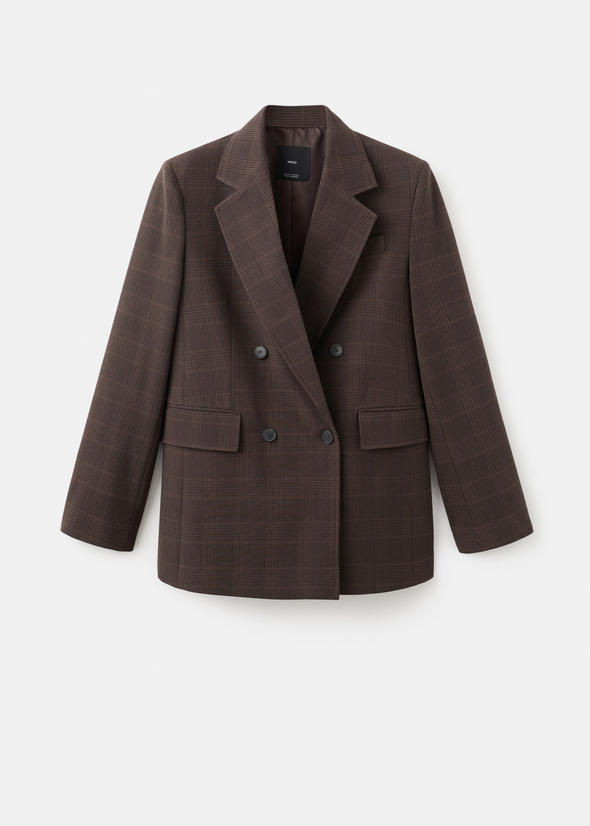 Double-breasted check suit jacket - Article without model, Brown. Ref: 27071323-00.