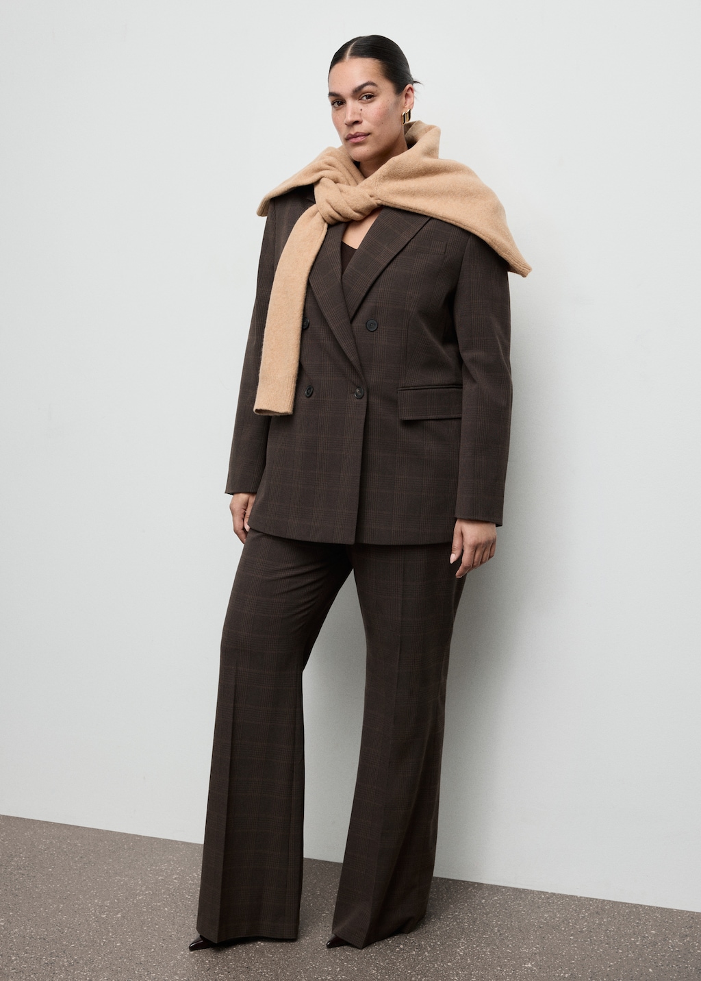 Mango Double-breasted check suit jacket