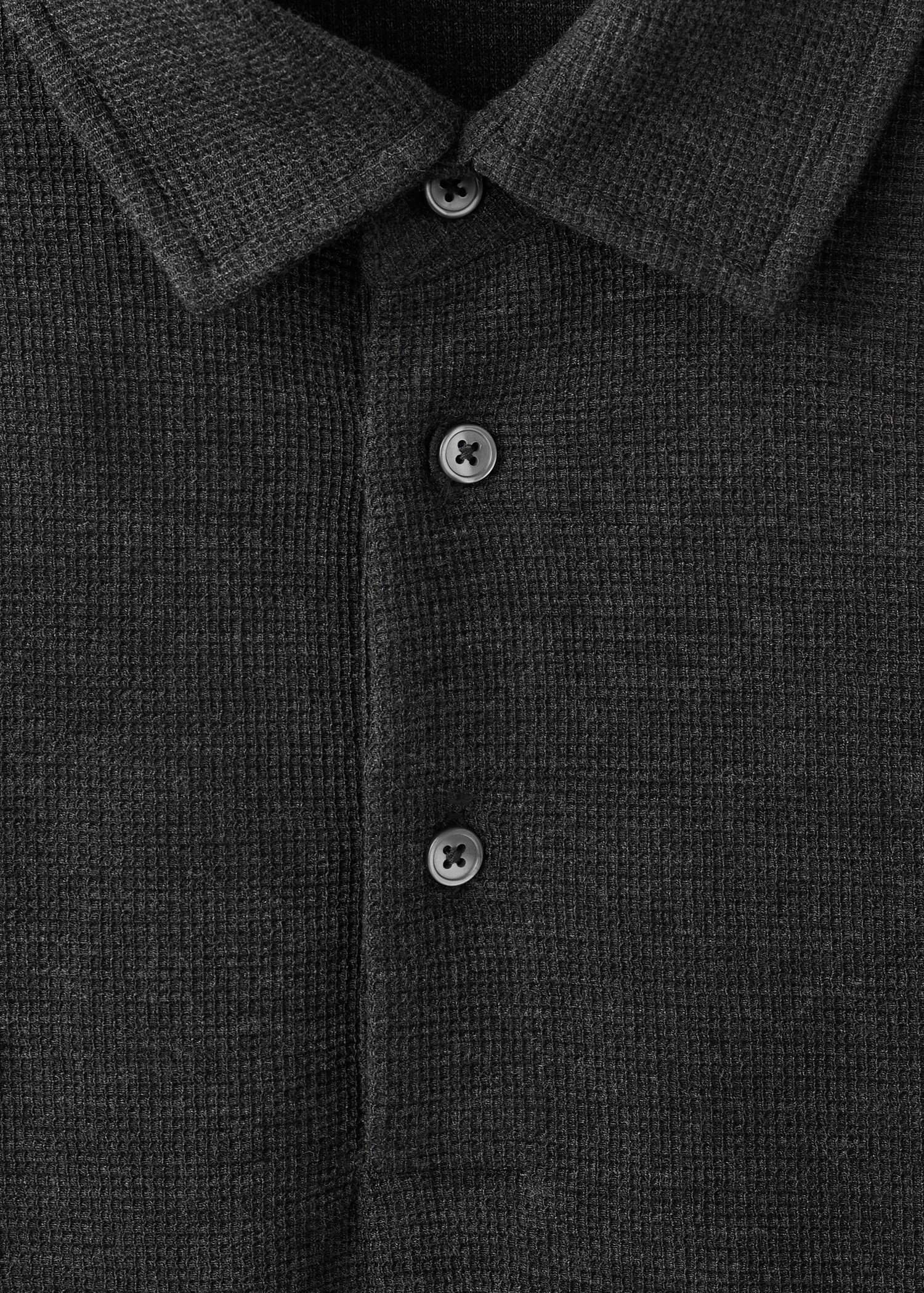 Knitted structured polo sweater - Details of the article 0