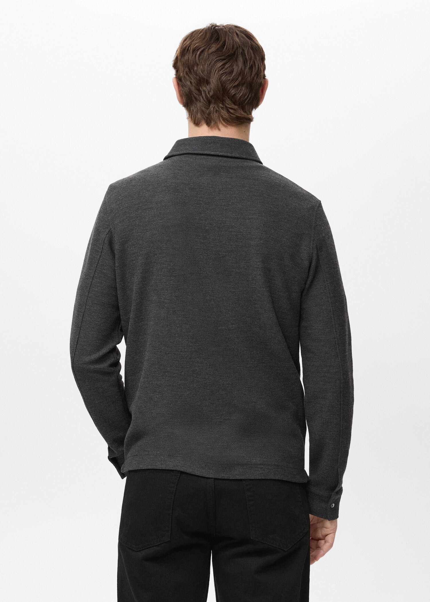 Knitted structured polo sweater - Reverse of the article