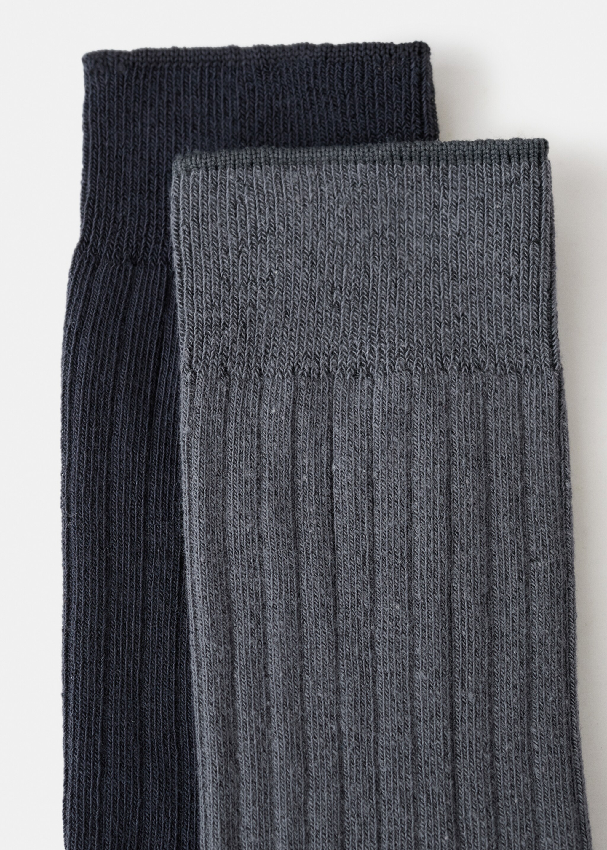 Pack of 2 ribbed cotton socks - Reverse of the article, Navy. Ref: 27071326-00.