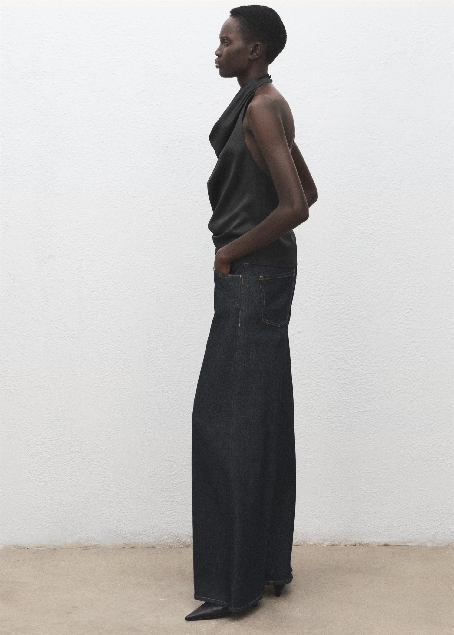 Draped neck satin top - Details of the article 2