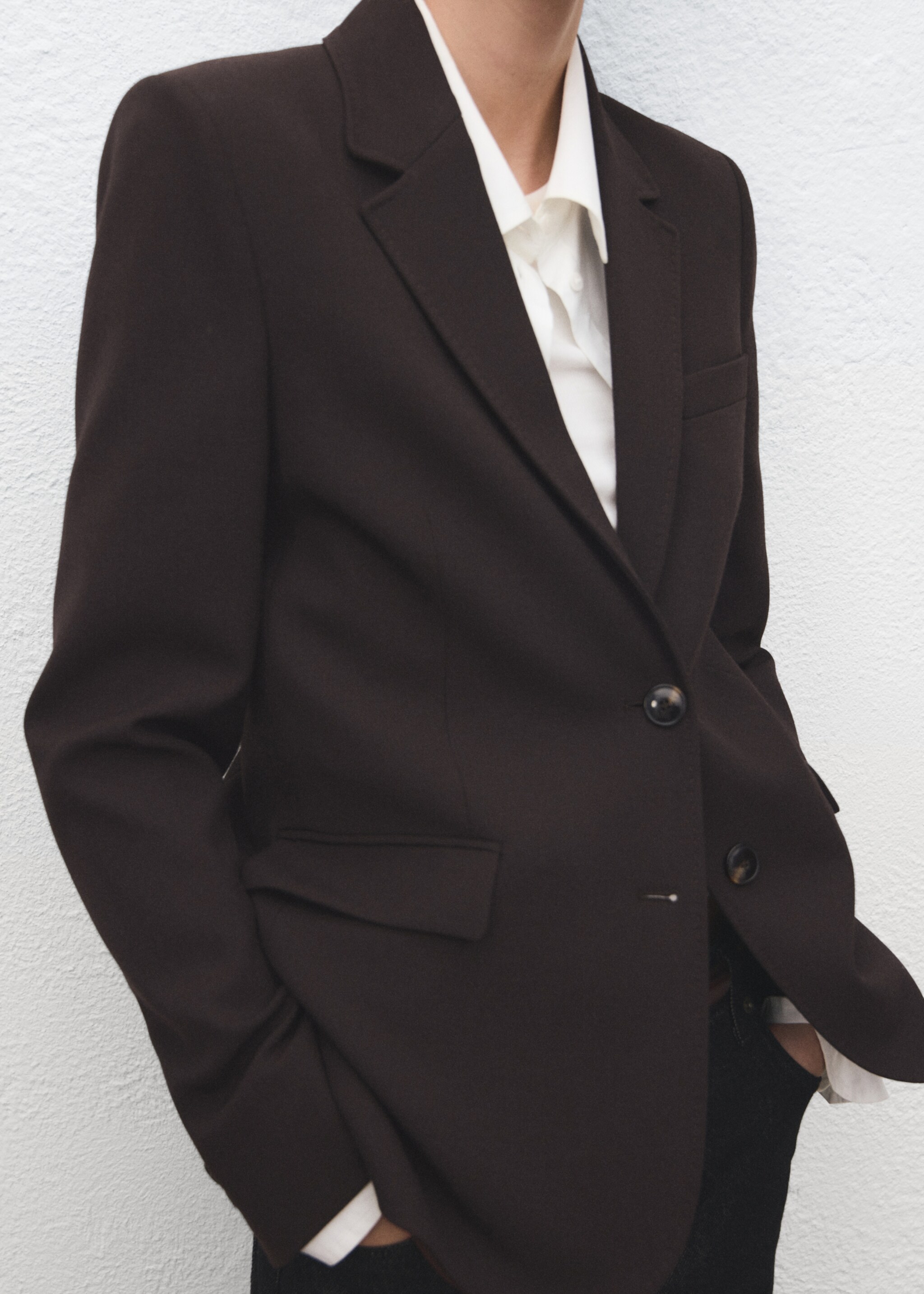 Straight-fit suit blazer - Medium plane, Chocolate. Ref: 27071328-00.