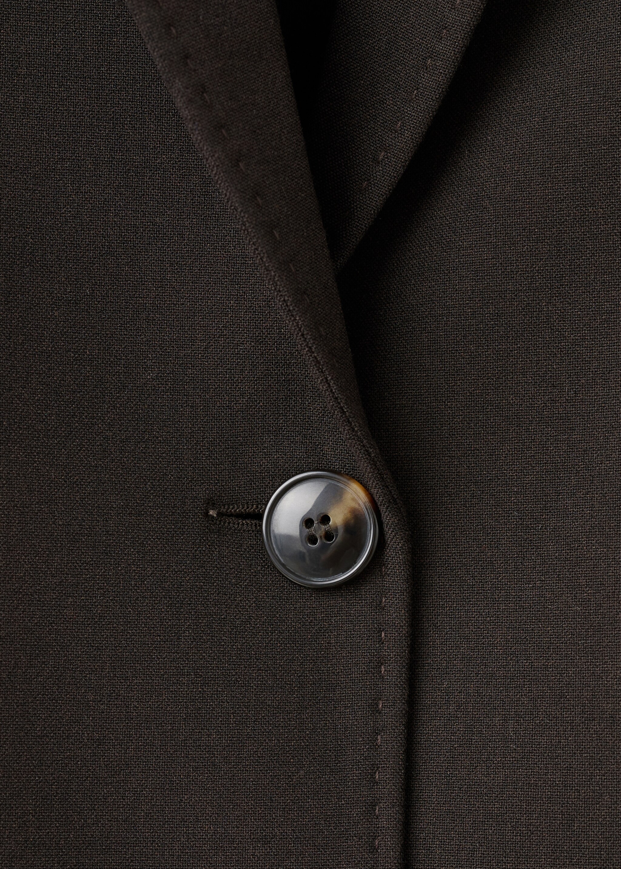 Straight-fit suit blazer - Details of the article 8, Chocolate. Ref: 27071328-00.