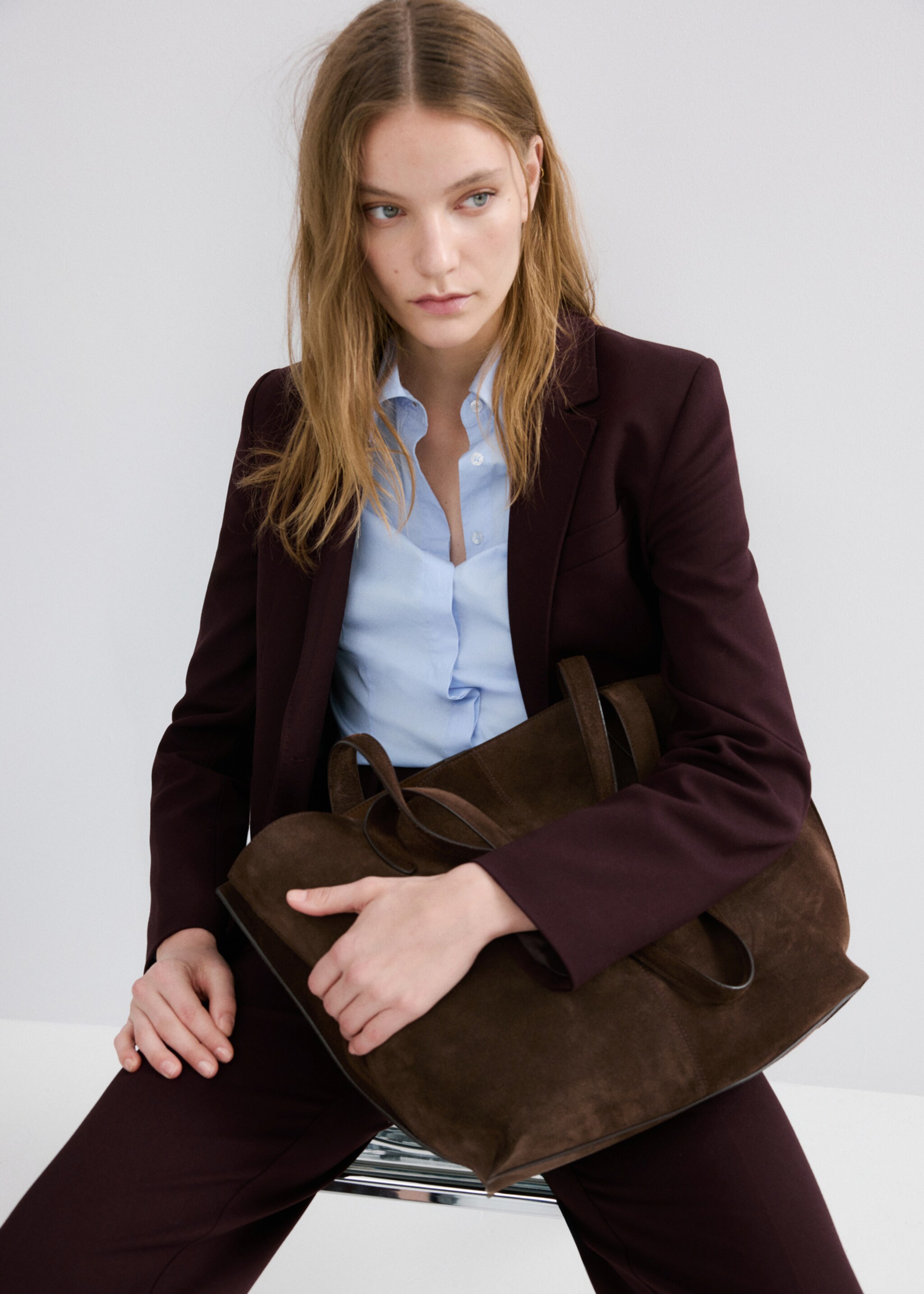 Blazer costume droit - Plan moyen, Grenat. Ref: 27071328-00.