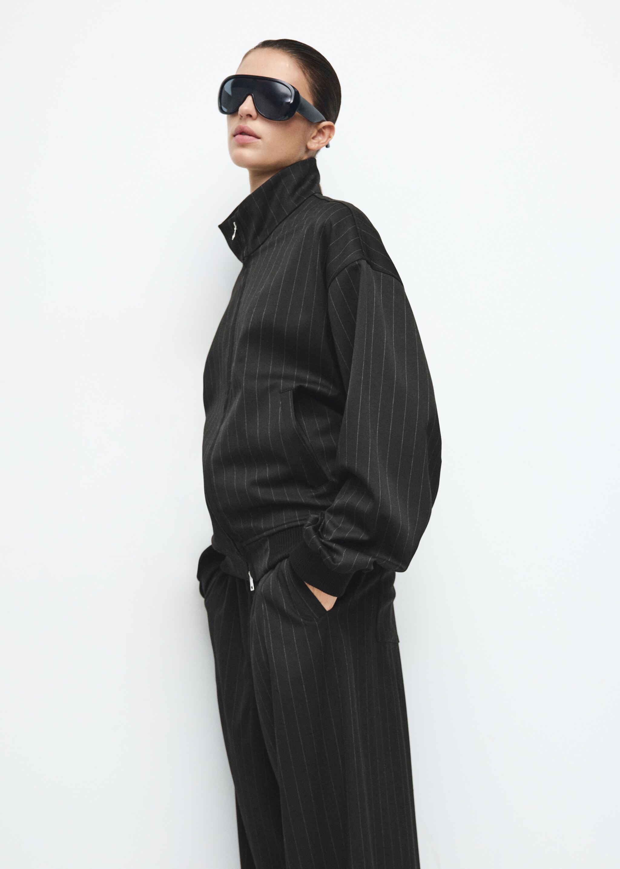 Pinstripe bomber jacket - Medium plane, Black. Ref: 27071339-00.