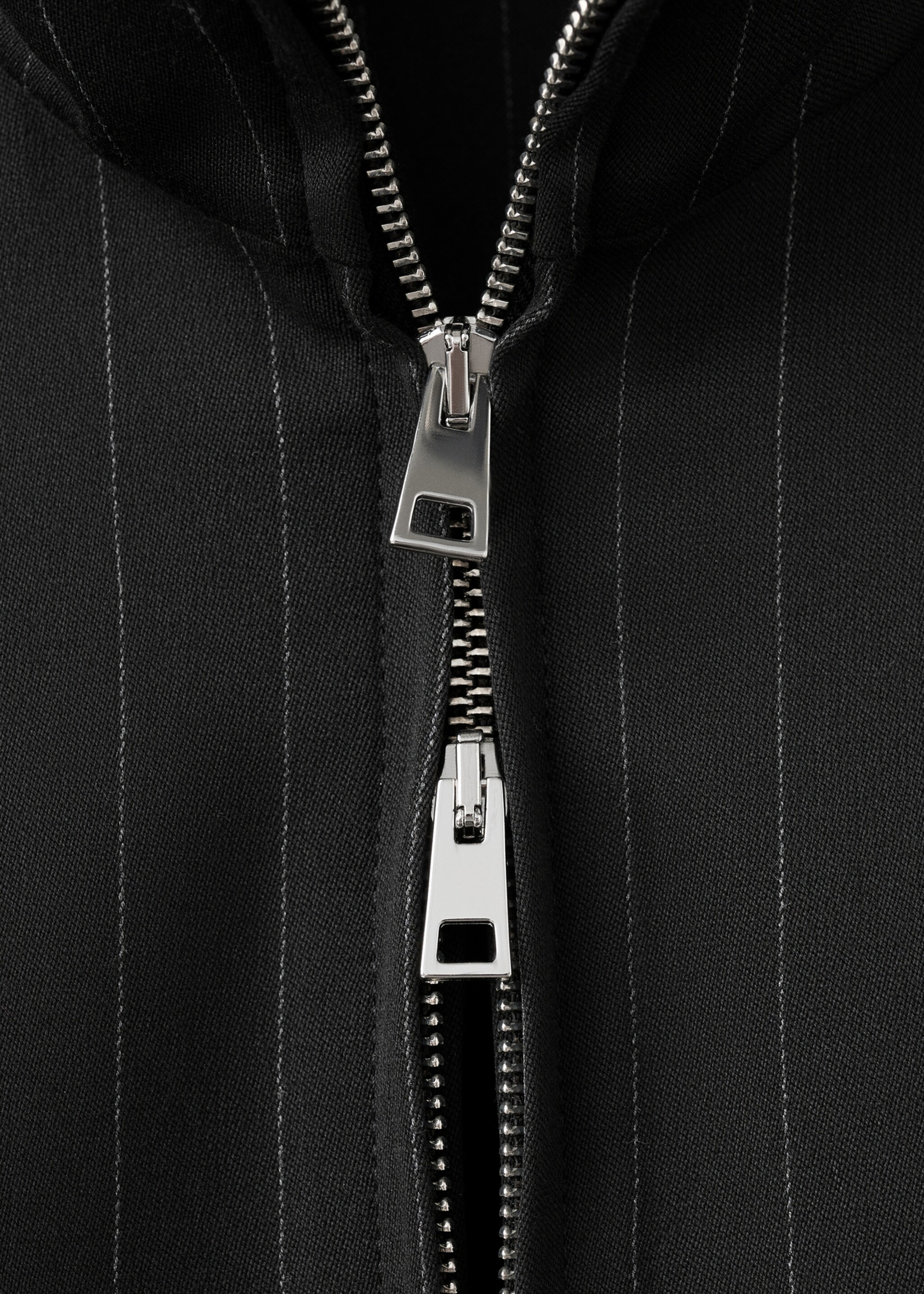 Pinstripe bomber jacket - Details of the article 8, Black. Ref: 27071339-00.