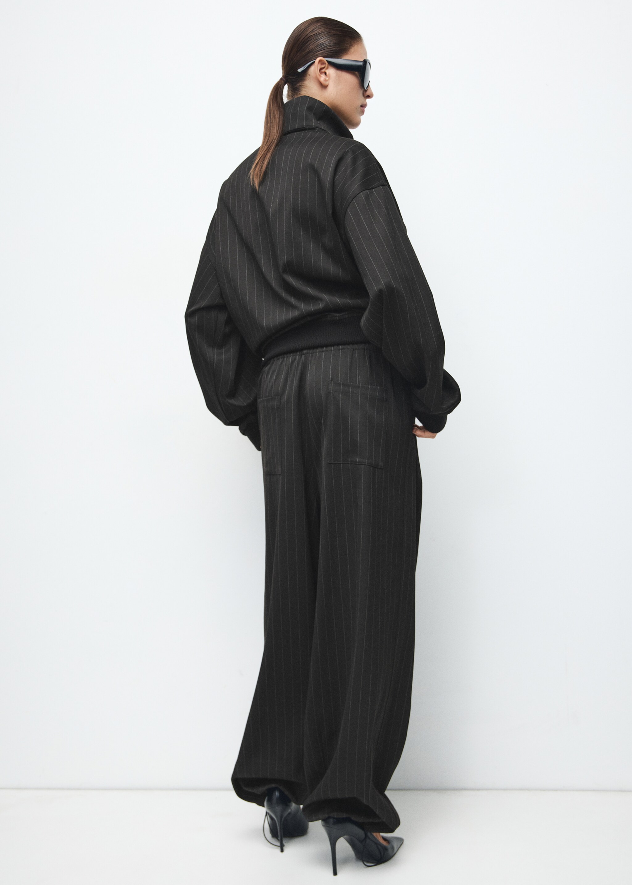 Pinstripe bomber jacket - Reverse of the article, Black. Ref: 27071339-00.