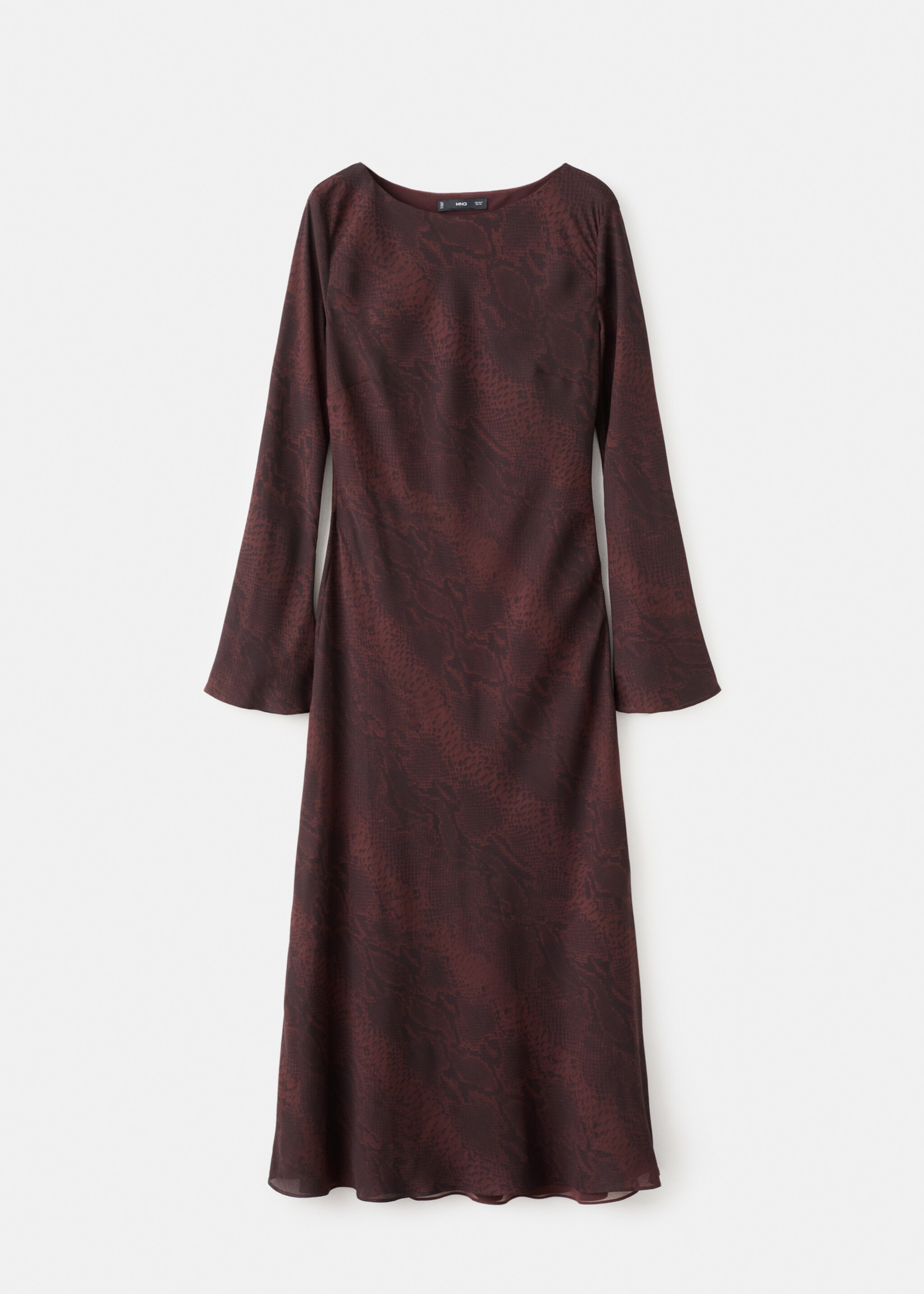 Vestido evasé estampado serpiente - Article without model, Burgundy. Ref: 27071343-00.