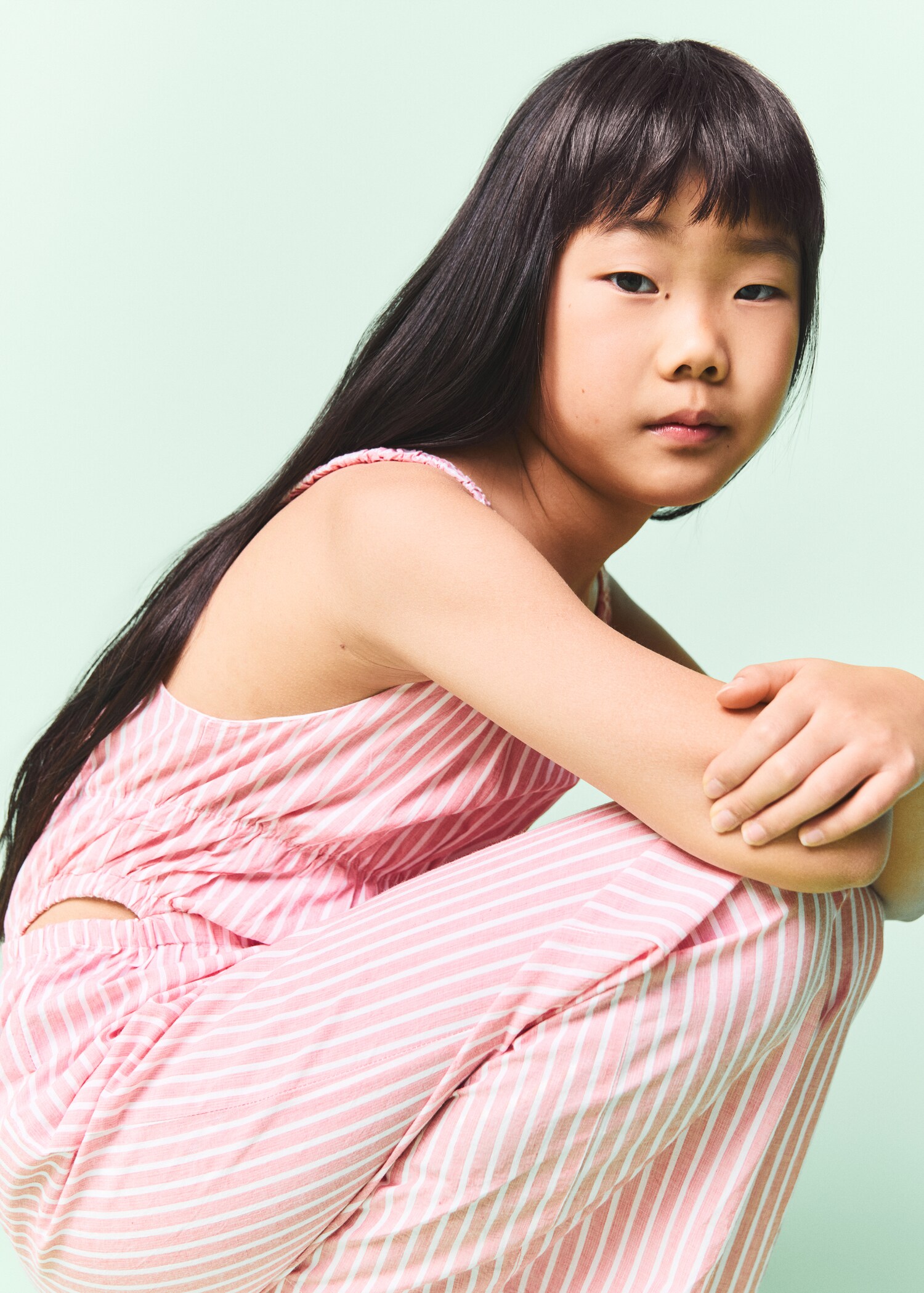 Striped jumpsuit with opening - Medium plane