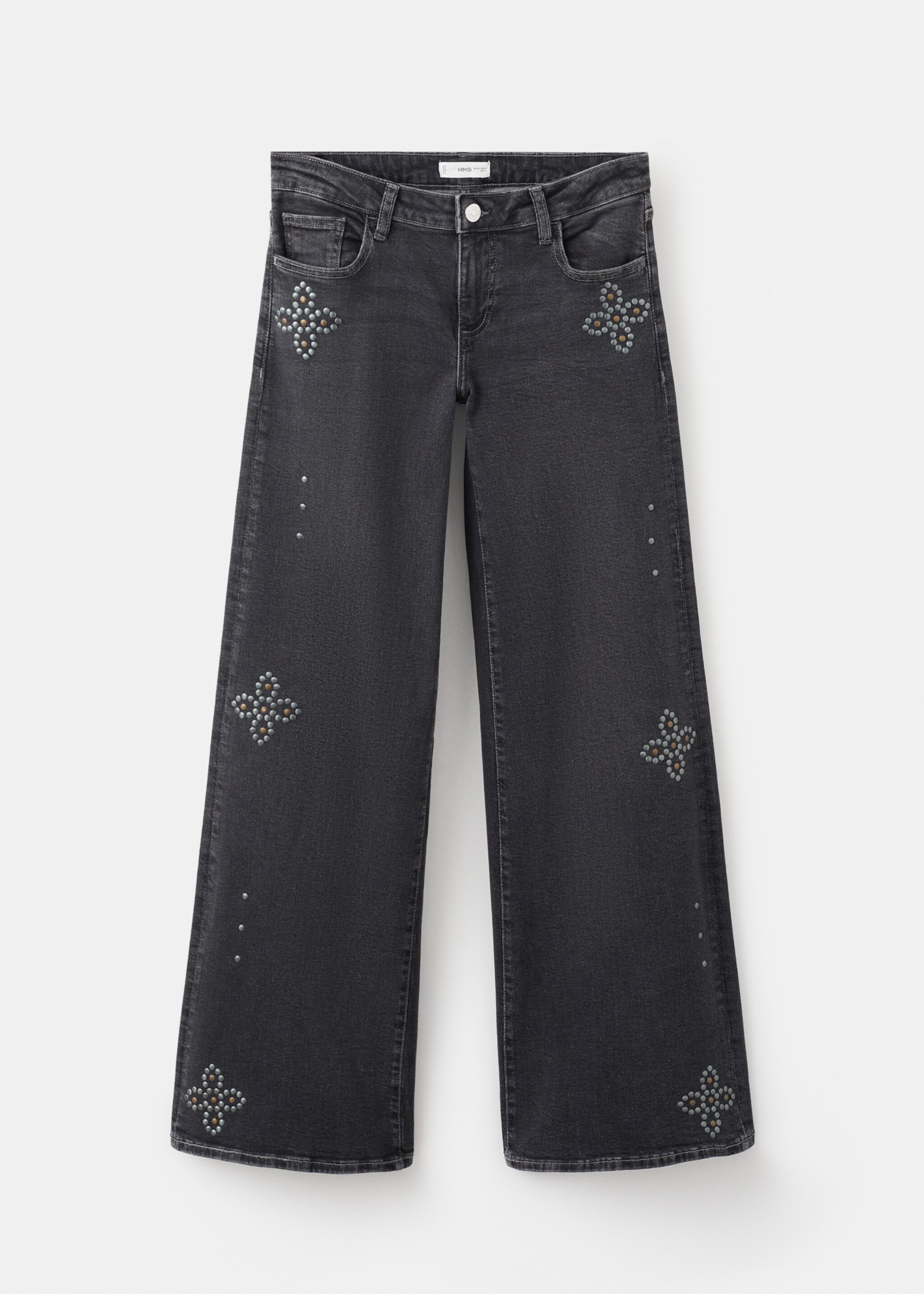 Low-waist studded jeans - Article without model, Black denim. Ref: 27071512-00.