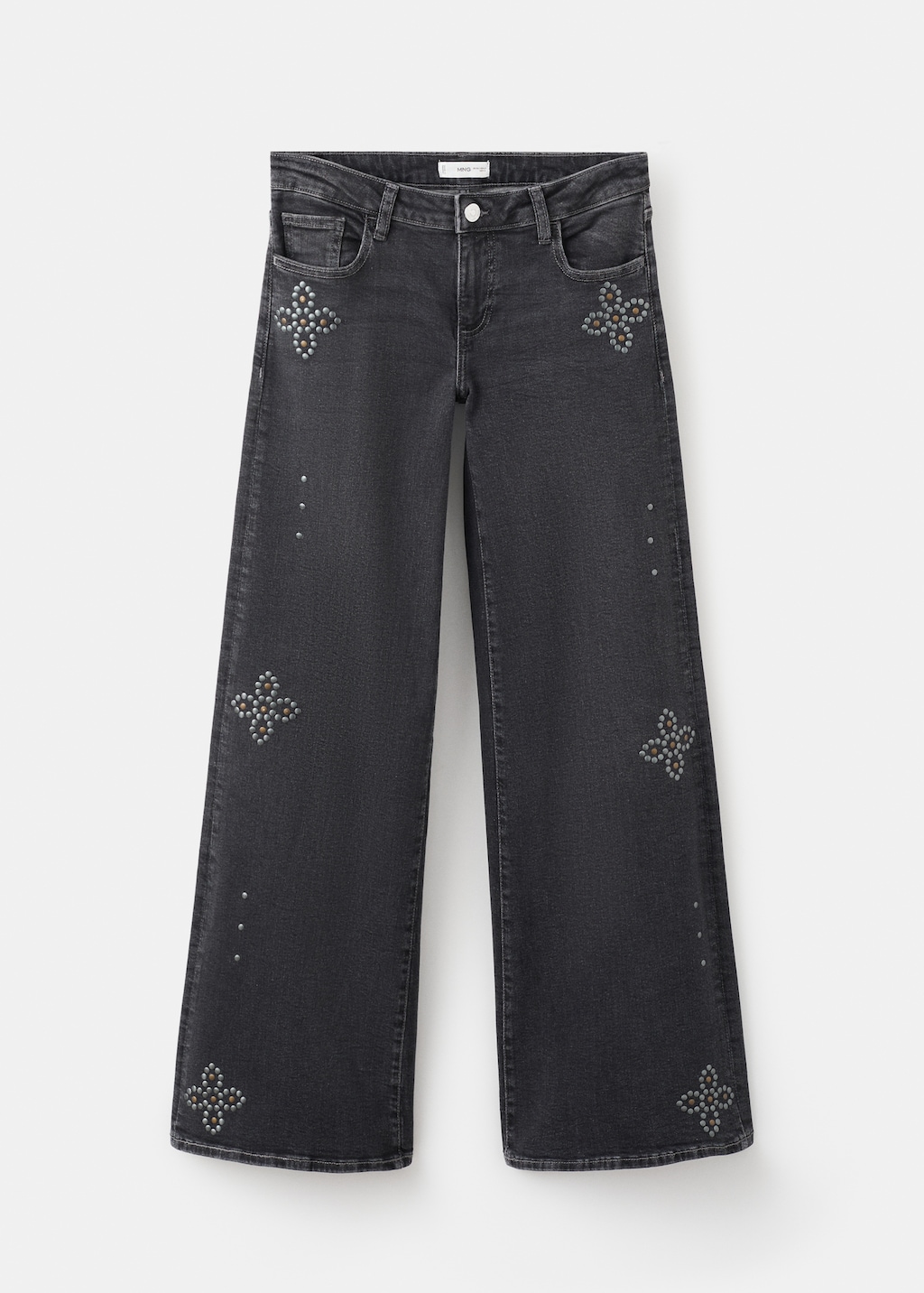 Low-waist studded jeans