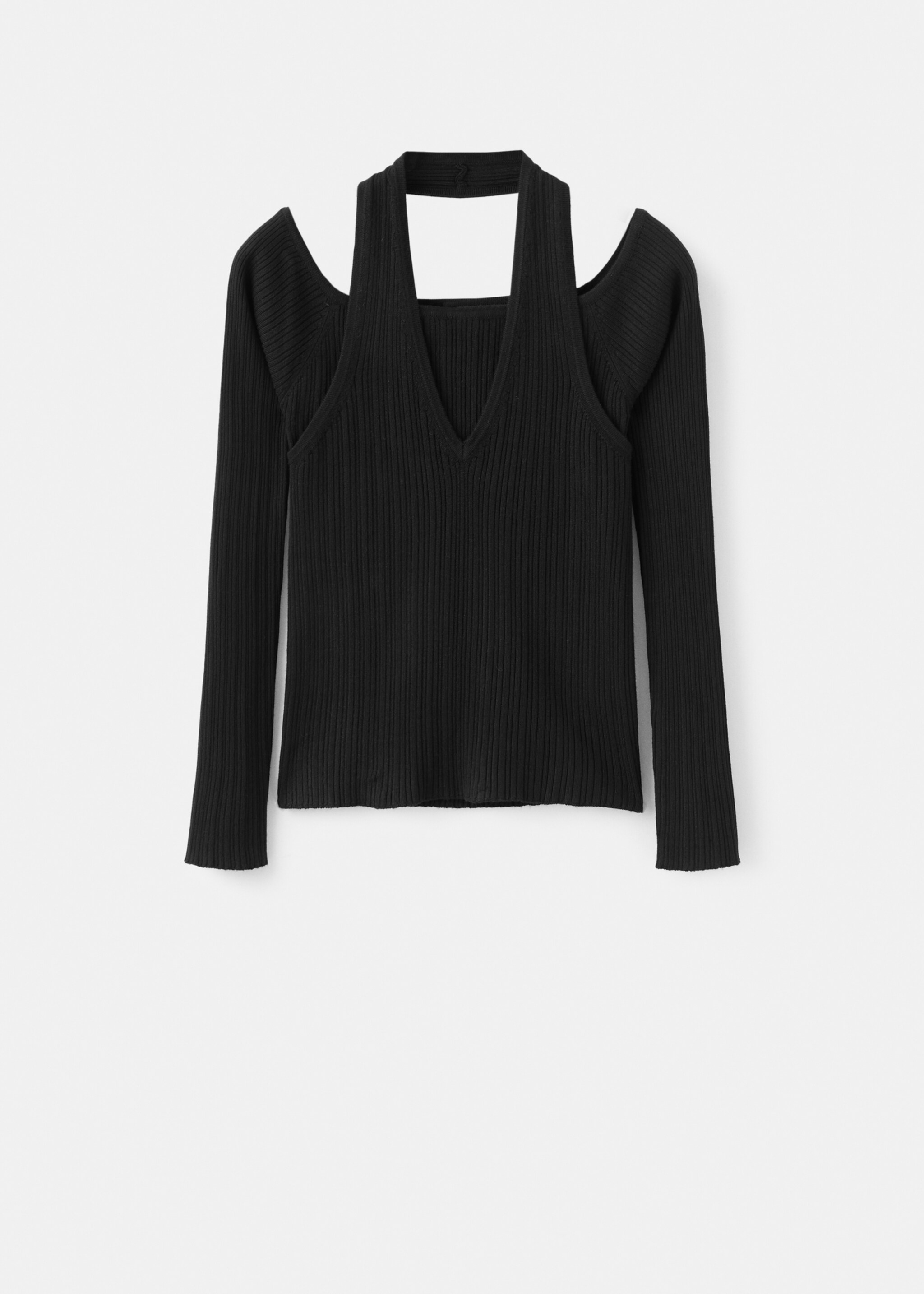 Top halter manga larga - Artículo sin modelo, Negro. Ref: 27071517-00.