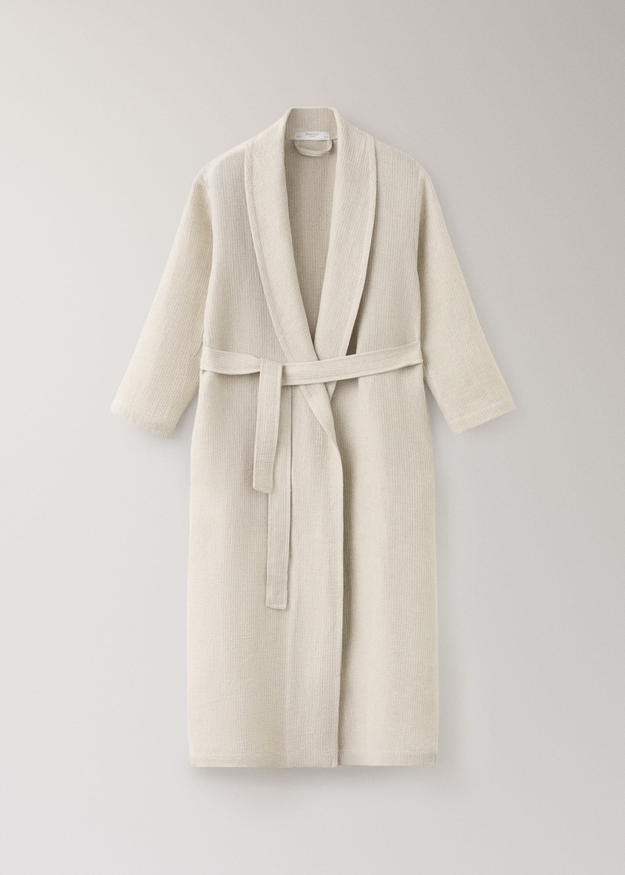 Mini-waffle linen-cotton bathrobe - Article without model, Sand. Ref: 27071526-00.