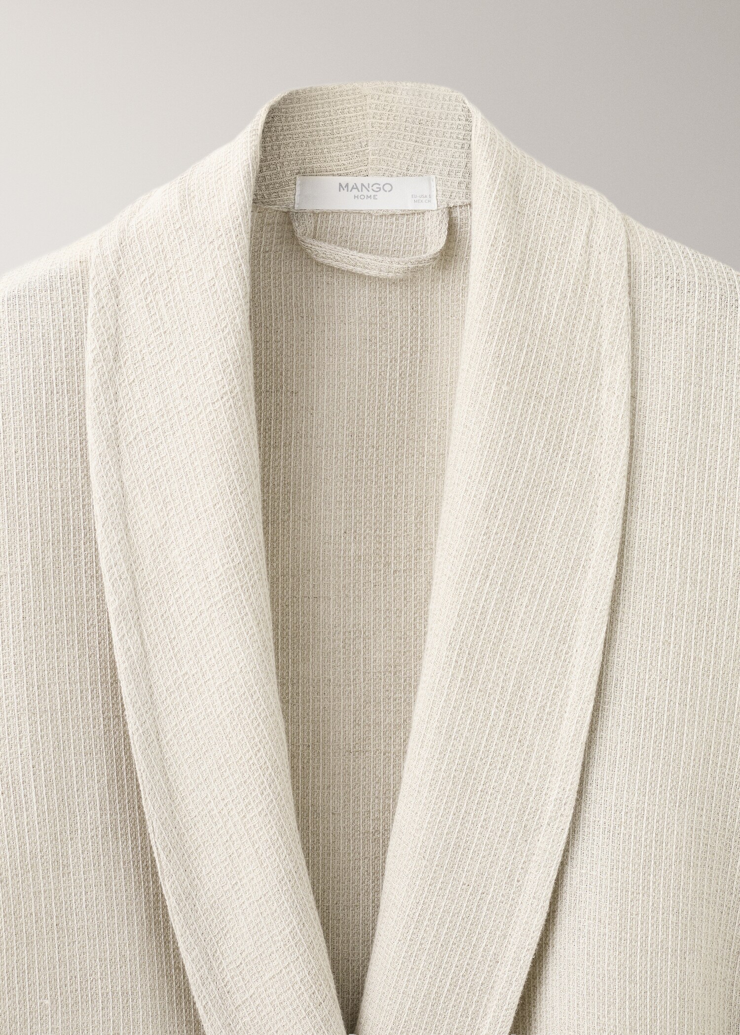 Mini-waffle linen-cotton bathrobe - Details of the article 1