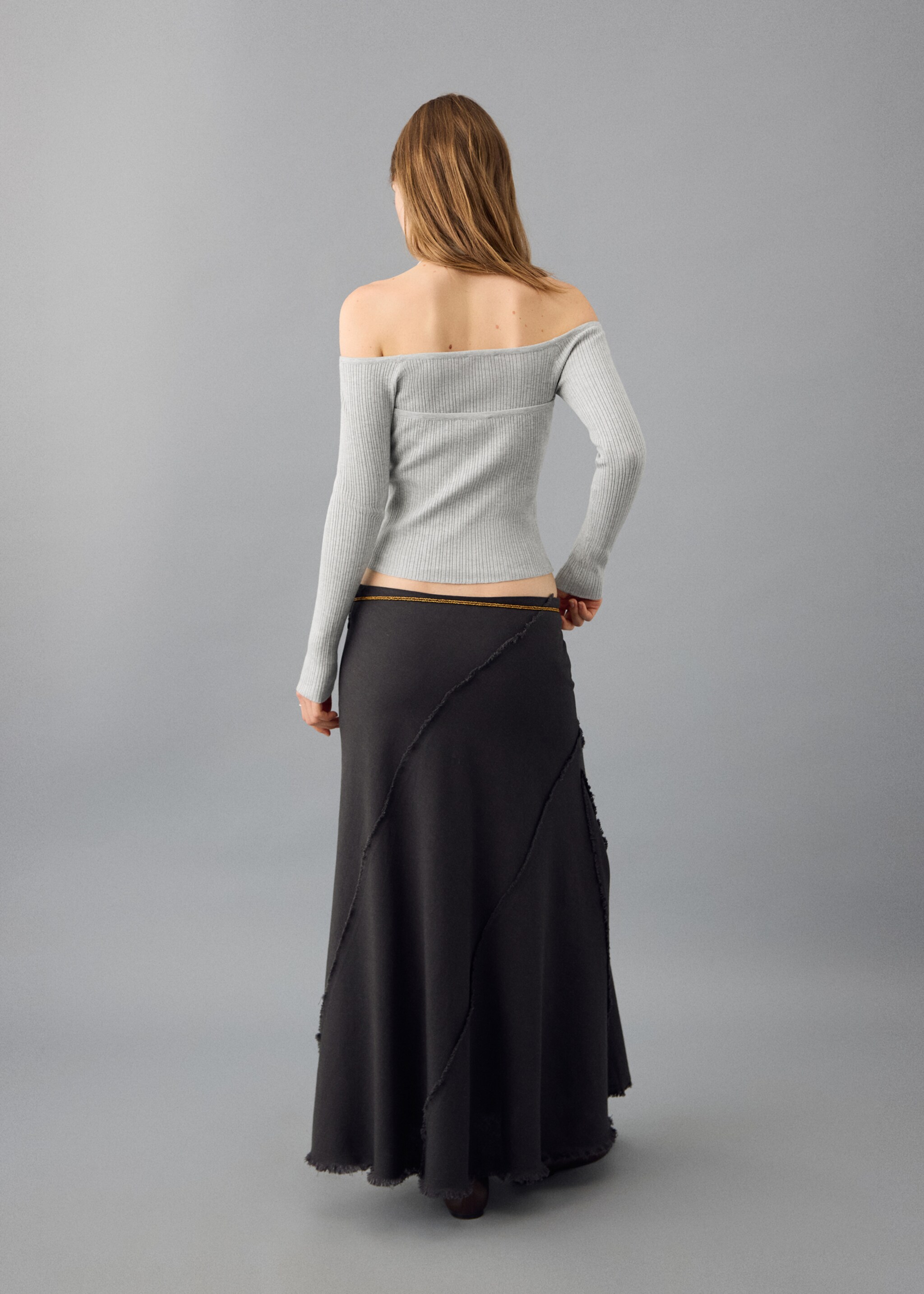 Top halter manga larga - Reverso del artículo, Gris claro vigoré. Ref: 27071529-00.