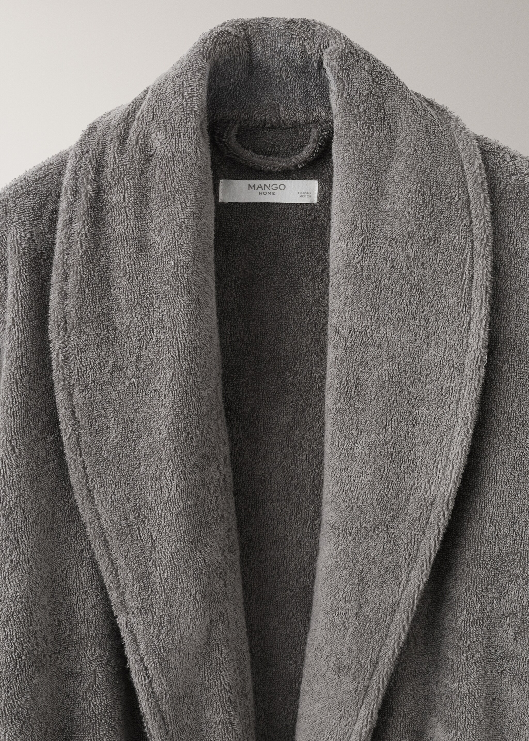Soft cotton bathrobe - Details of the article 1, Dark Grey. Ref: 27071531-00.