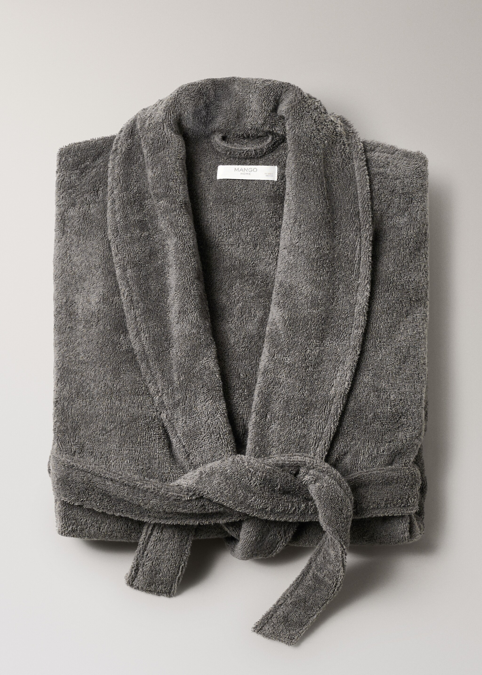 Soft cotton bathrobe - Details of the article 3, Dark Grey. Ref: 27071531-00.