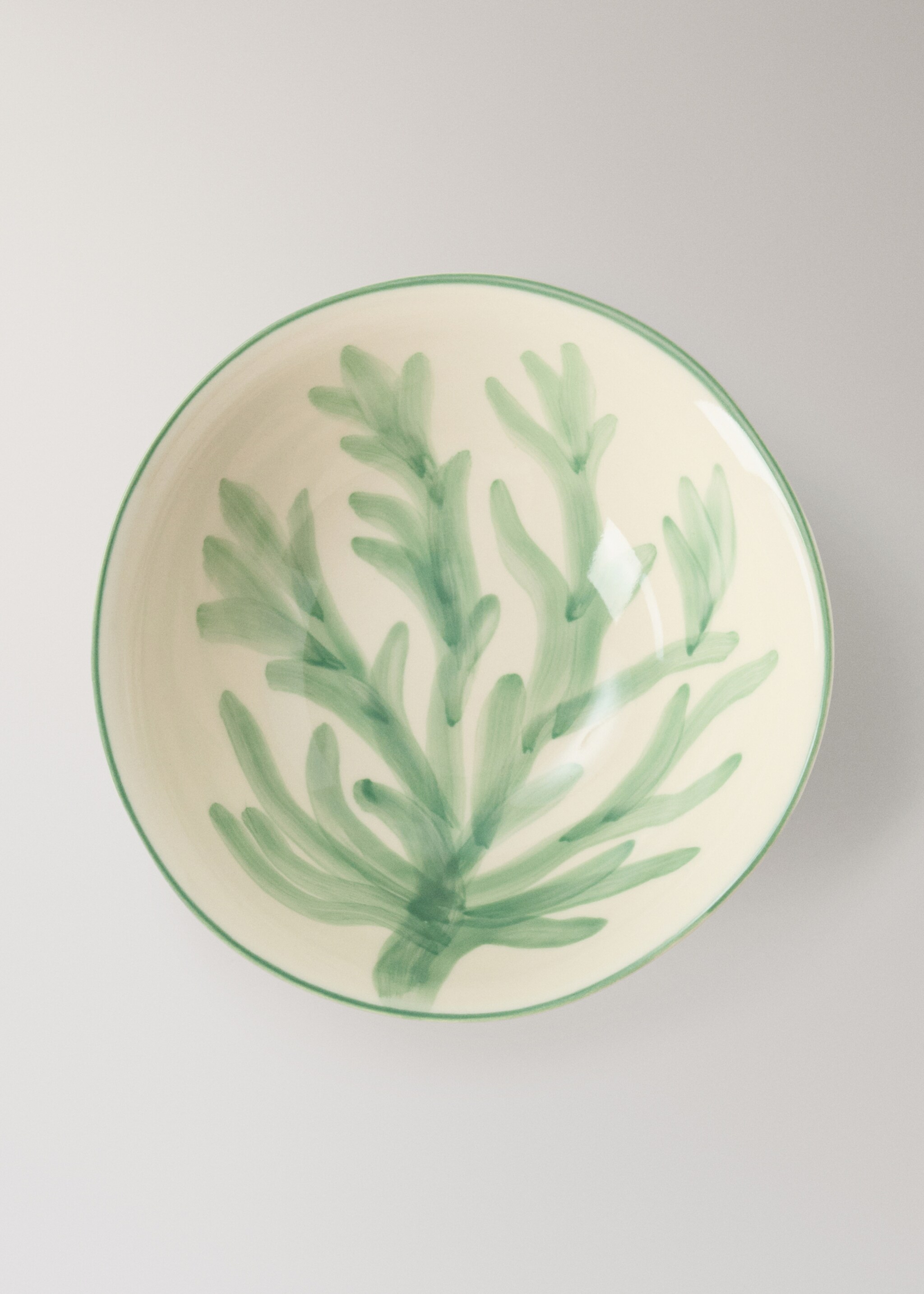 Floral design stoneware bowl - Details of the article 2, Pastel Green. Ref: 27071533-00.