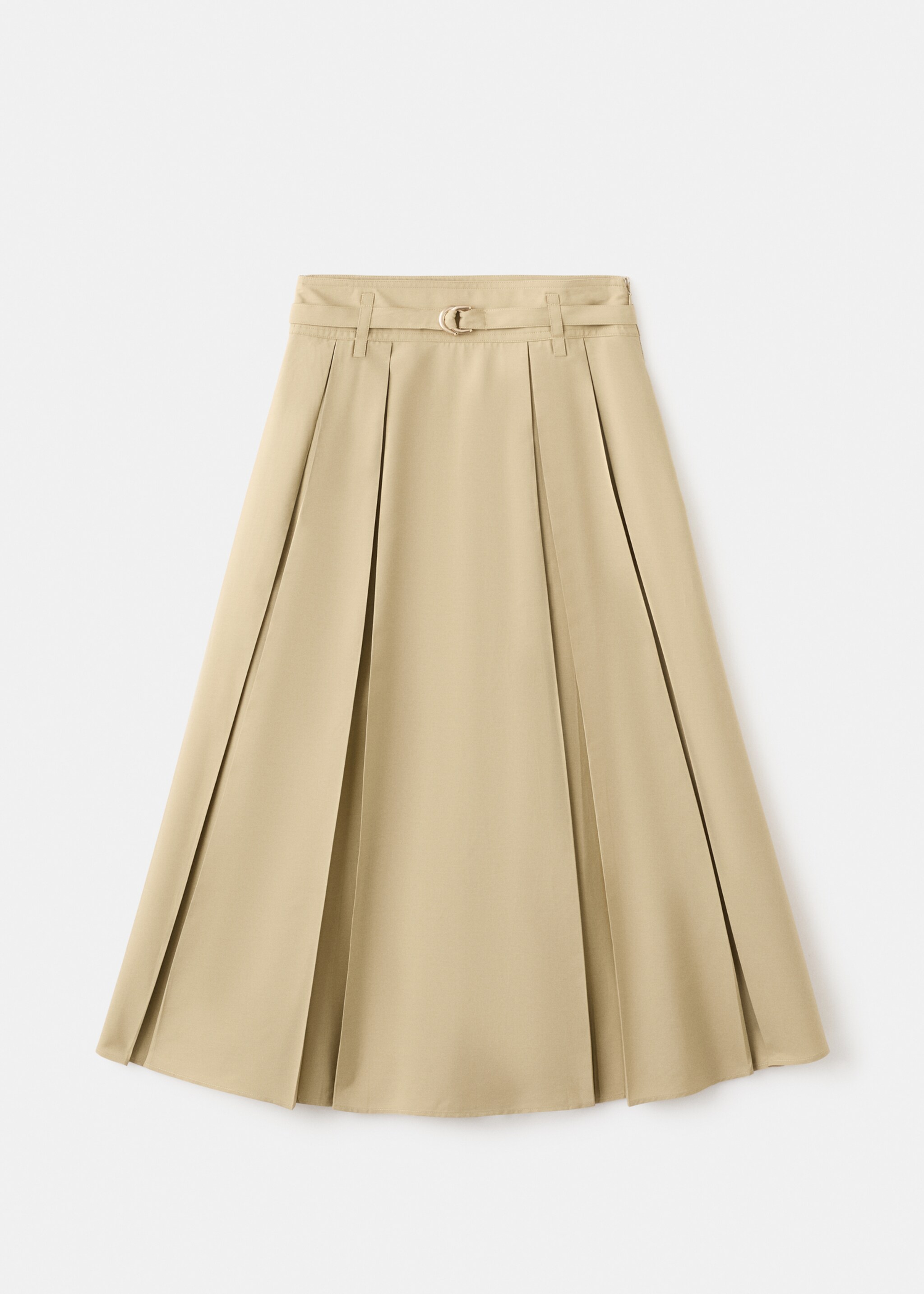 A-line pleated skirt with belt - Article without model, Medium Brown. Ref: 27072537-00.