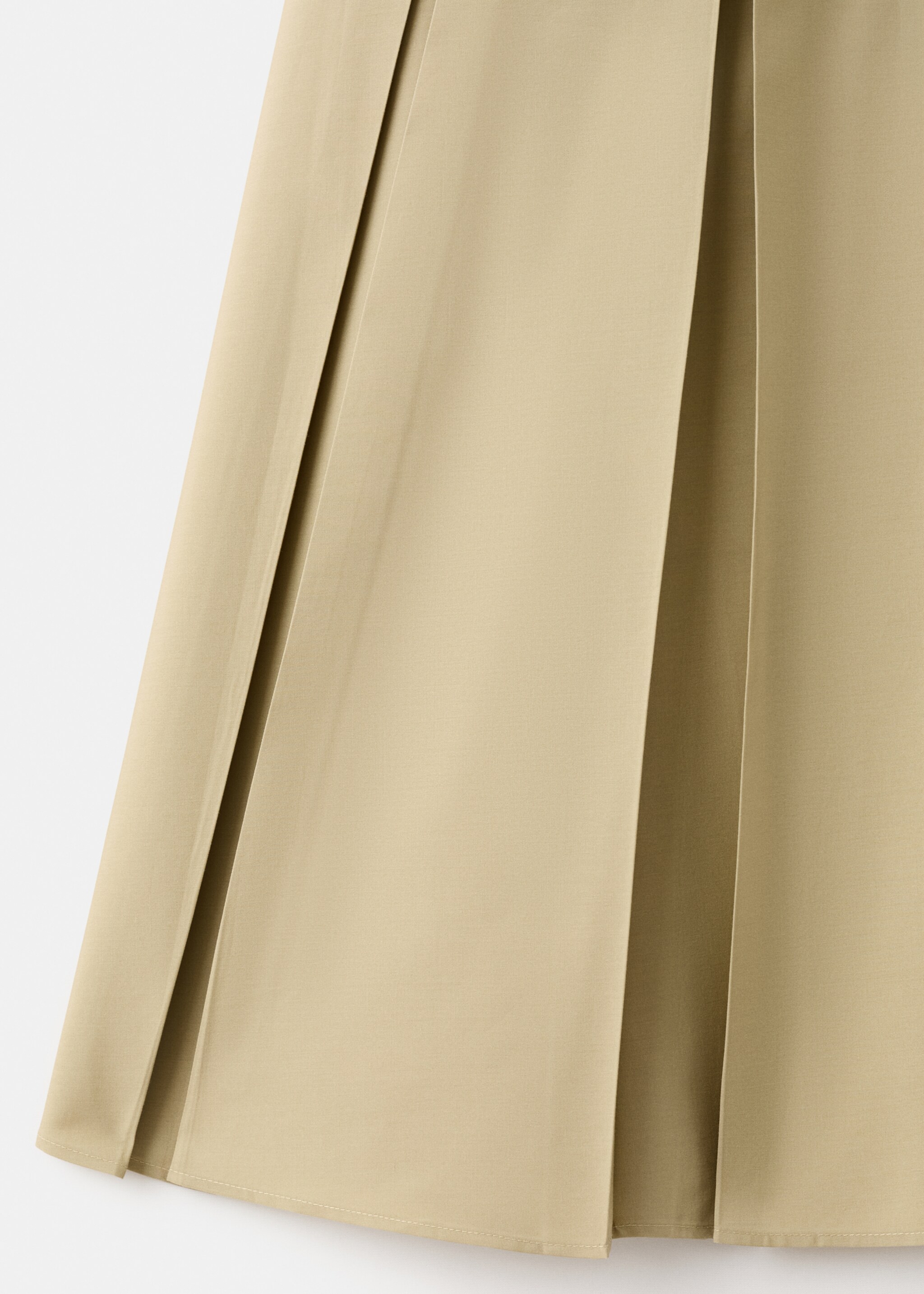 A-line pleated skirt with belt - Details of the article 8, Medium Brown. Ref: 27072537-00.