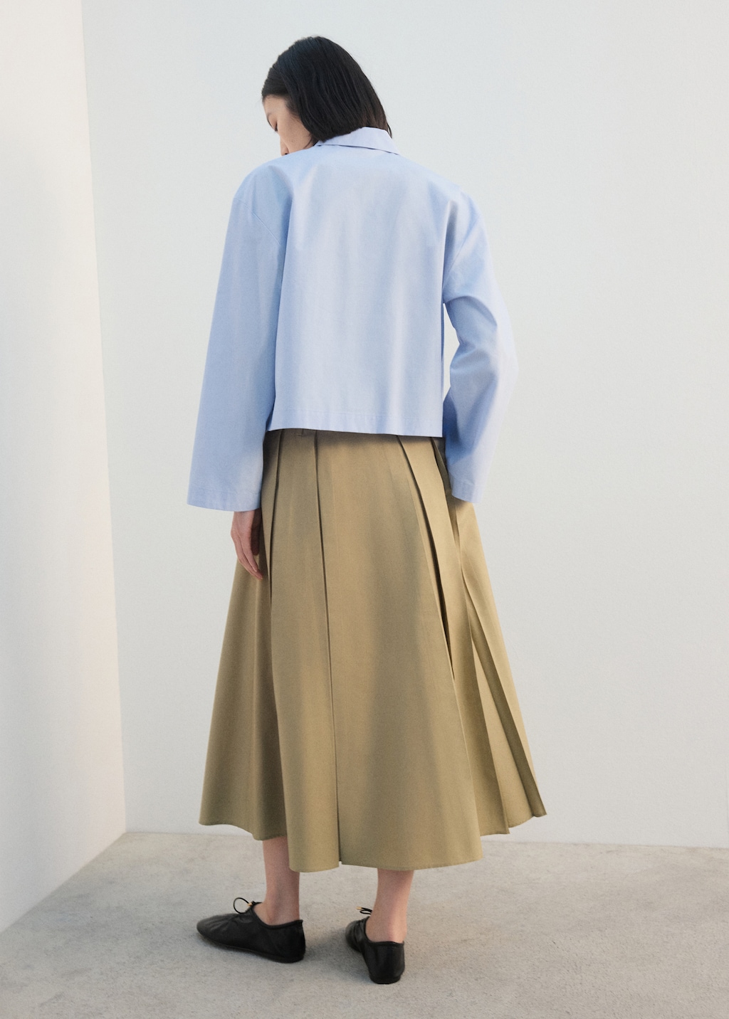 A-line pleated skirt with belt - image 5