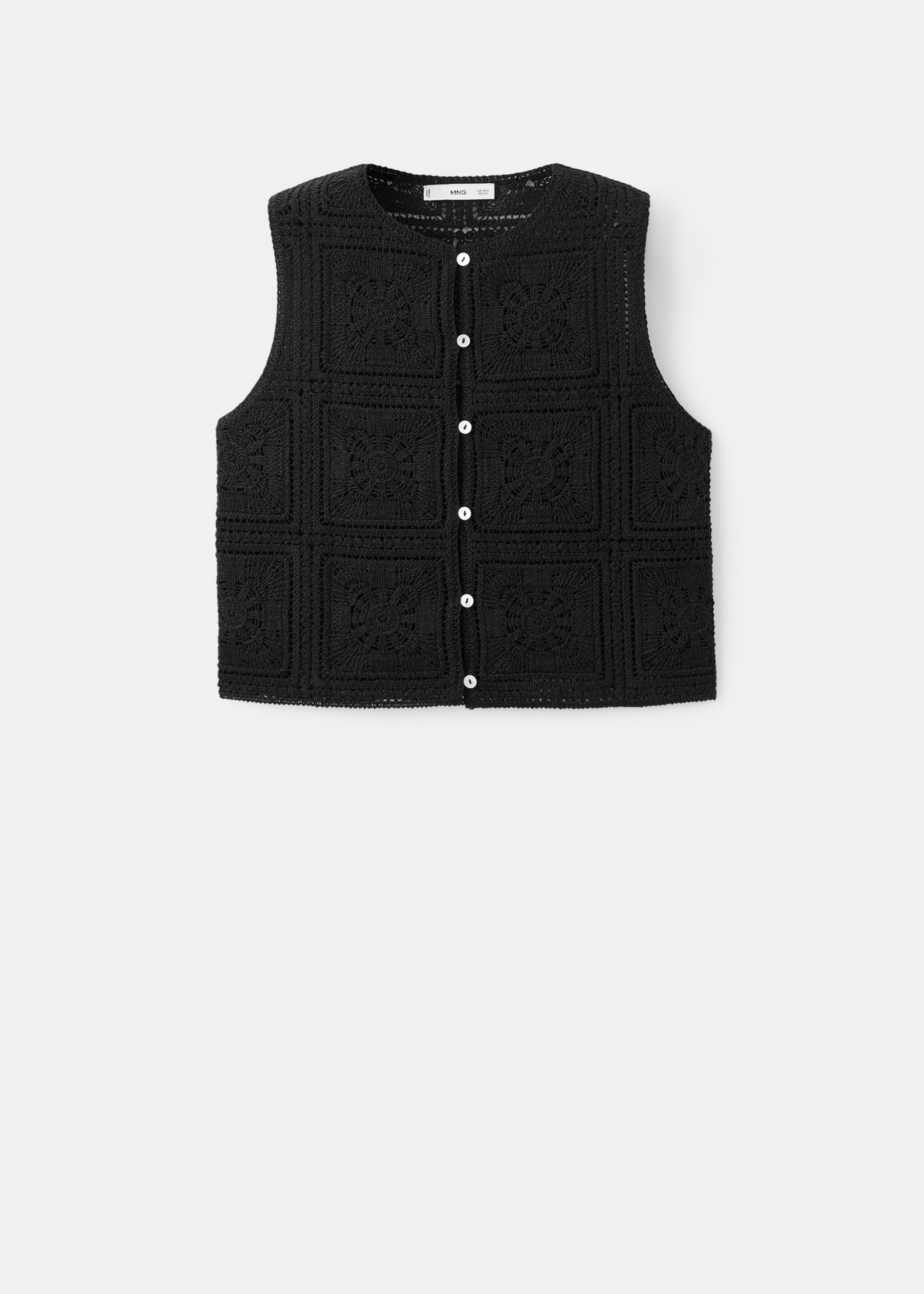 Crochet top with buttons - Article without model, Black. Ref: 27072539-00.