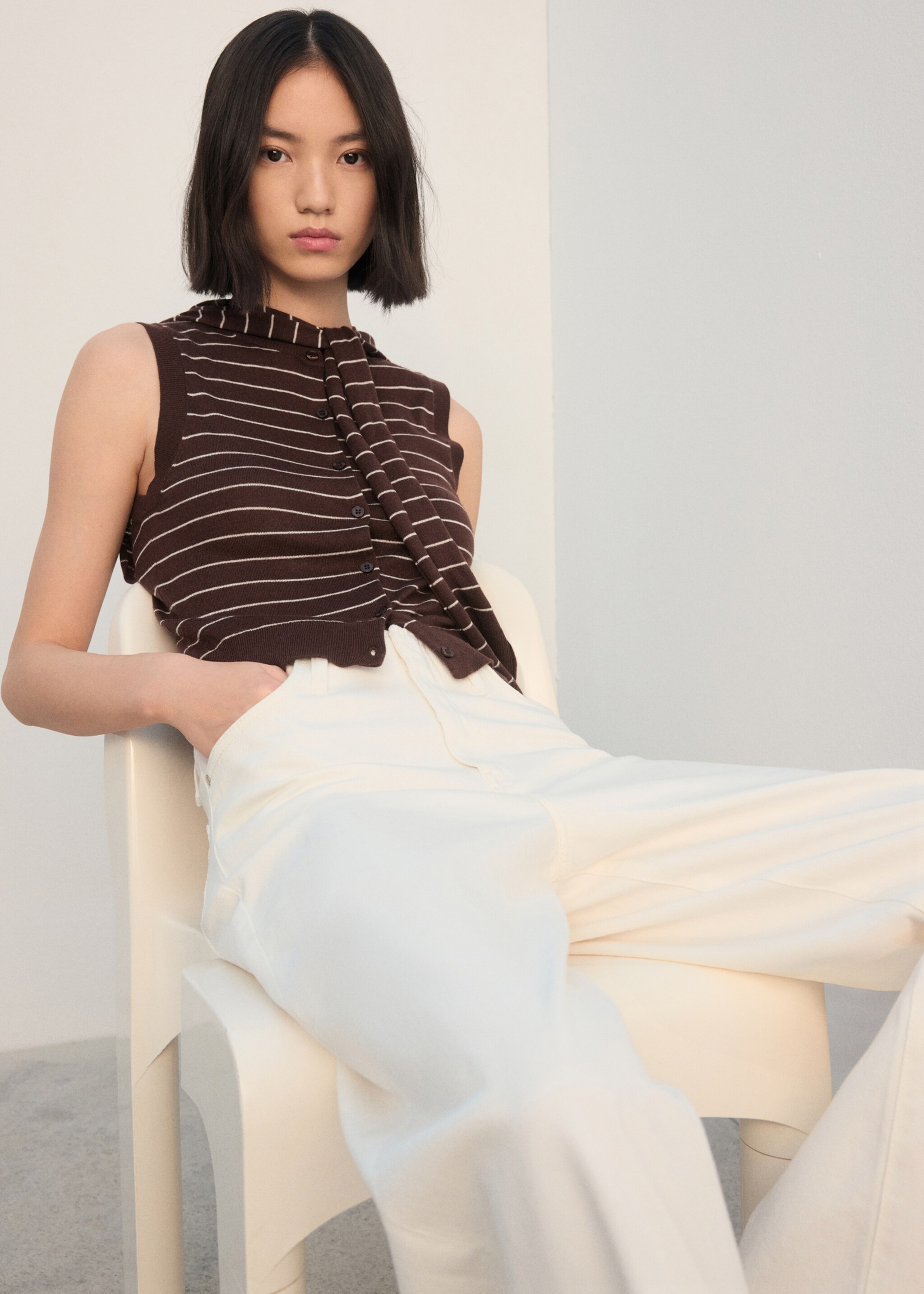 Chaleco combinado jersey - Detalle del artículo 2, Chocolate. Ref: 27072540-00.